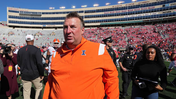 Illinois head coach Bret Bielema is shown after their game Saturday, October 1, 2022 at Camp Randall Stadium in Madison, Wis. Illinois beat Wisconsin 34-10.