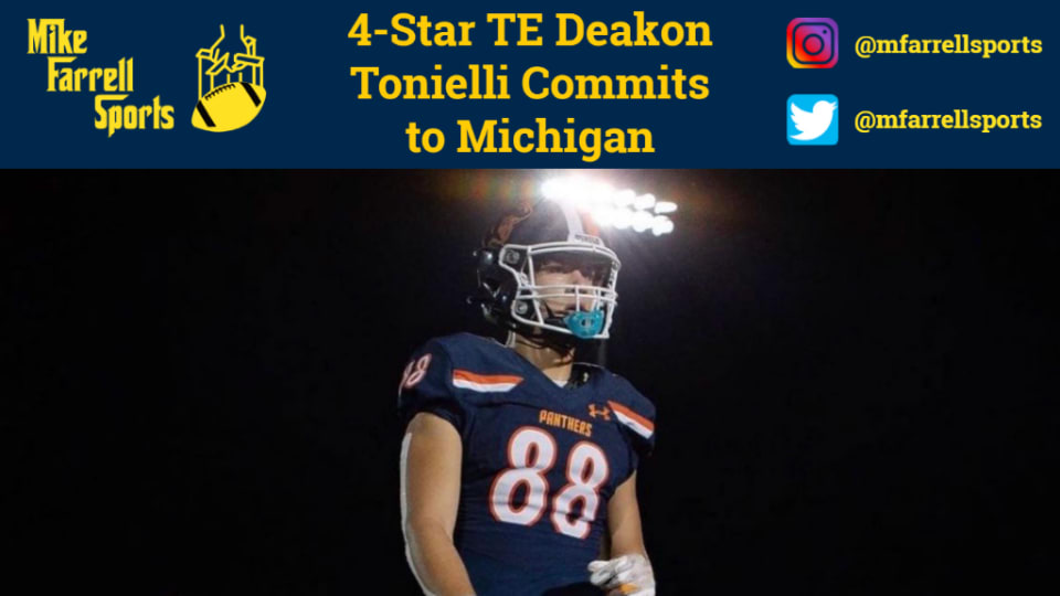 Deakon Tonielli, promising 4-Star TE commits to Michigan