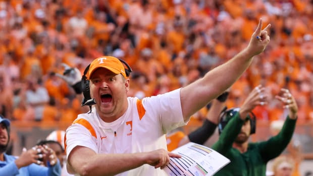 Oct 15, 2022; Knoxville, Tennessee, USA; Tennessee Volunteers head coach Josh Heupel during the second half against the Alabama Crimson Tide at Neyland Stadium.