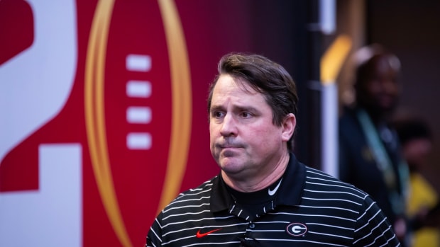 Jan 9, 2023; Inglewood, CA, USA; Georgia Bulldogs co-defensive coordinator Will Muschamp against the TCU Horned Frogs during the CFP national championship game at SoFi Stadium.
