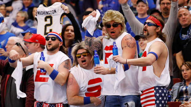 Feb 23, 2020; St. Louis, Missouri, USA; Fans cheer during the second half of an XFL game between the St. Louis Battlehawks and the NY Guardians at The Dome at America's Center.