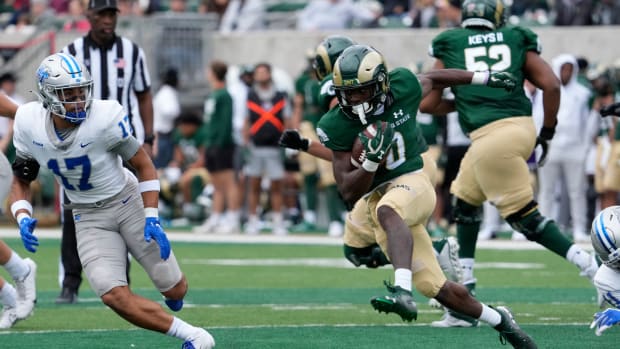 Sep 10, 2022; Fort Collins, Colorado, USA; Colorado State Rams wide receiver Melquan Stovall (0) on the run at Sonny Lubick Field at Canvas Stadium.