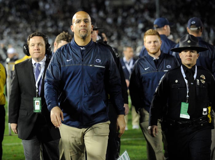 January 2, 2017; Pasadena, CA, USA; Penn State Nittany Lions head coach James Franklin walks off following the 52-49 loss against the Southern California Trojans in the 2017 Rose Bowl game at the Rose Bowl.