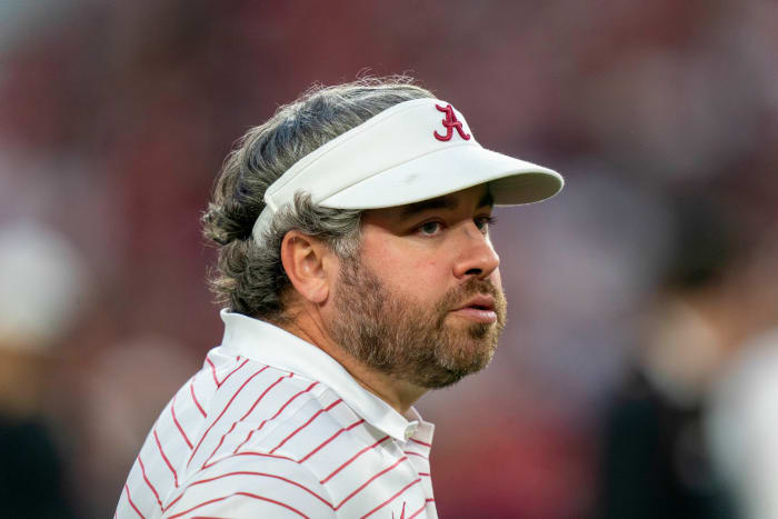 Oct 8, 2022; Tuscaloosa, Alabama, USA; Alabama Crimson Tide defensive coordinator Pete Golding prior to a game against Texas A&M Aggies at Bryant-Denny Stadium.