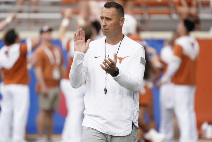 Sep 3, 2022; Austin, Texas, USA; Texas Longhorns head coach Steve Sarkisian before the game against the Louisiana Monroe Warhawks in the first half at Darrell K Royal-Texas Memorial Stadium. Mandatory Credit: Scott Wachter-USA TODAY Sports
