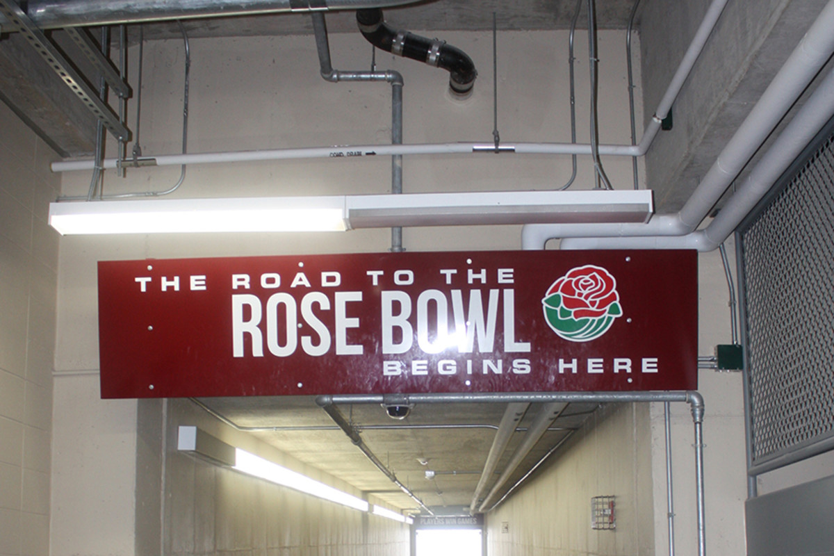 Sign above the home team tunnel in Camp Randall Stadium, Madison, WI.