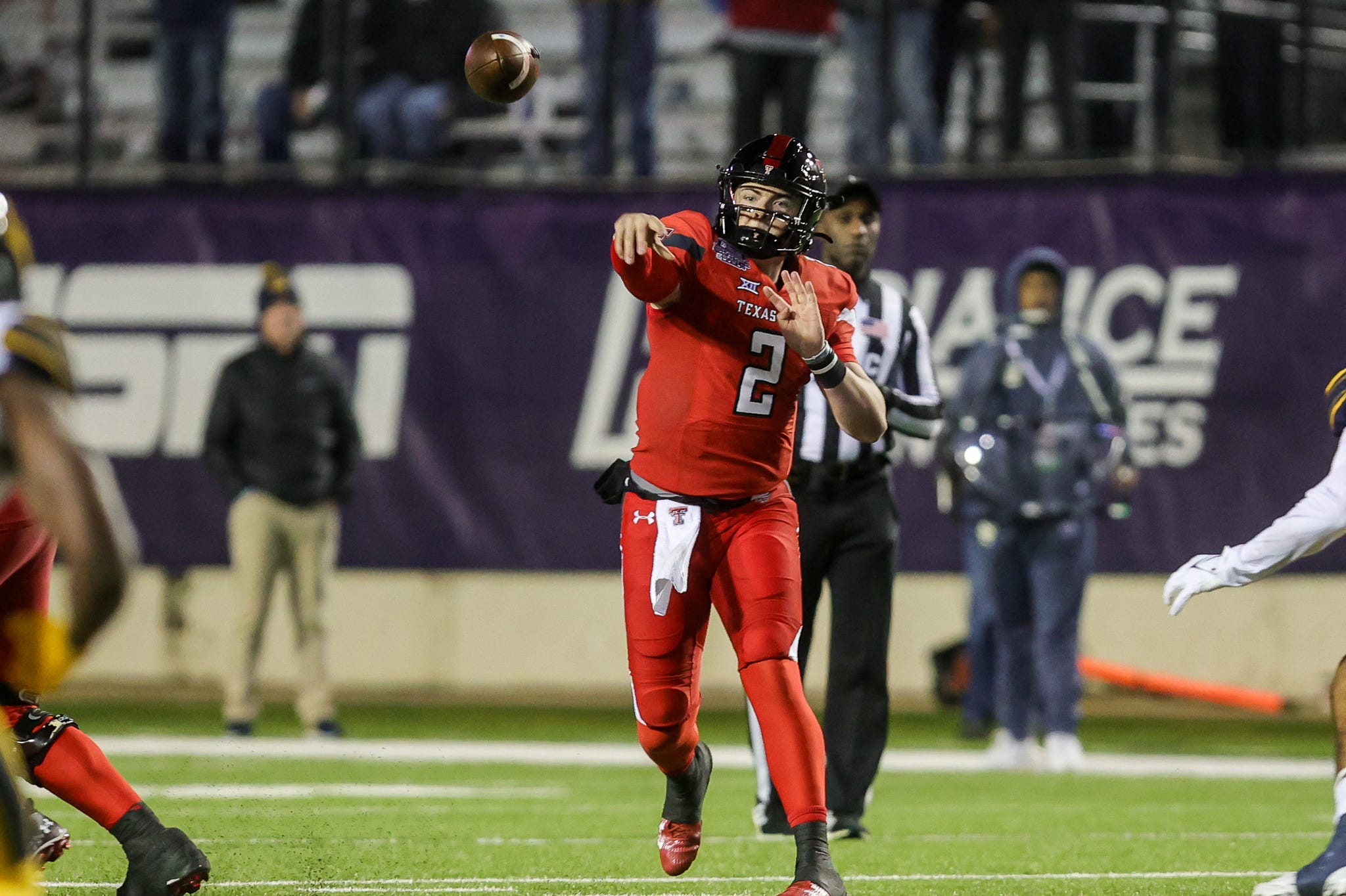 Texas Tech quarterback Behren Morton (2) throwing a pass during the 47th Radience Technology Independence Bowl Saturday evening, December 16, 2023, in Shreveport, La.