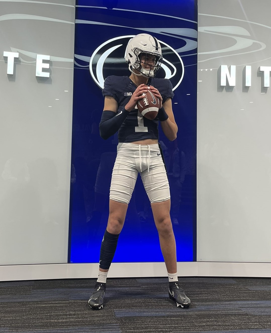 2025 MFS 4-Star QB Bekkem Kritza from Boulder, CO (Fairview) taking a picture during a visit to Penn State