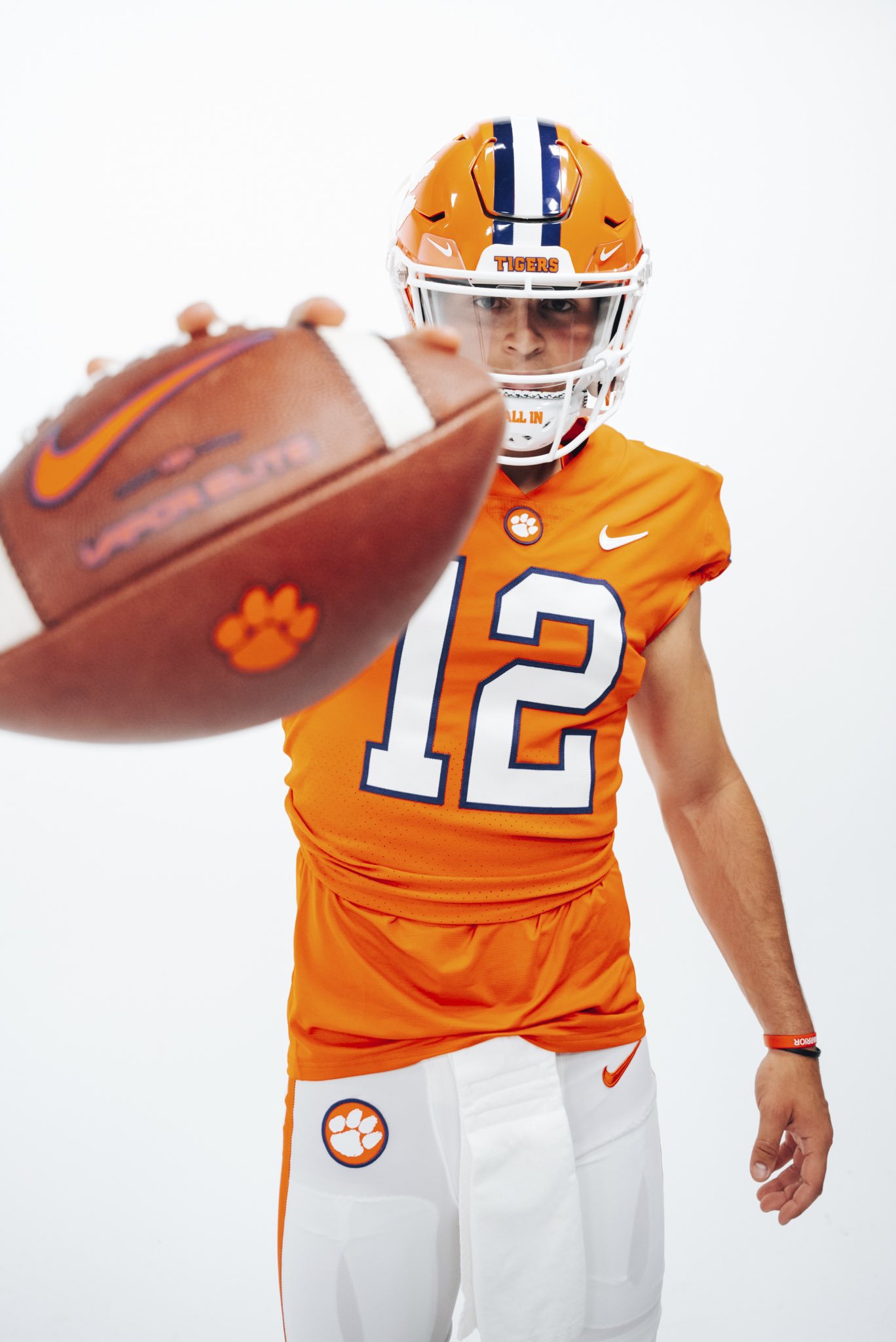 2025 MFS 3-Star QB Blake Herbert from Lawrence, MA (Central Catholic) taking a picture during a visit to Clemson