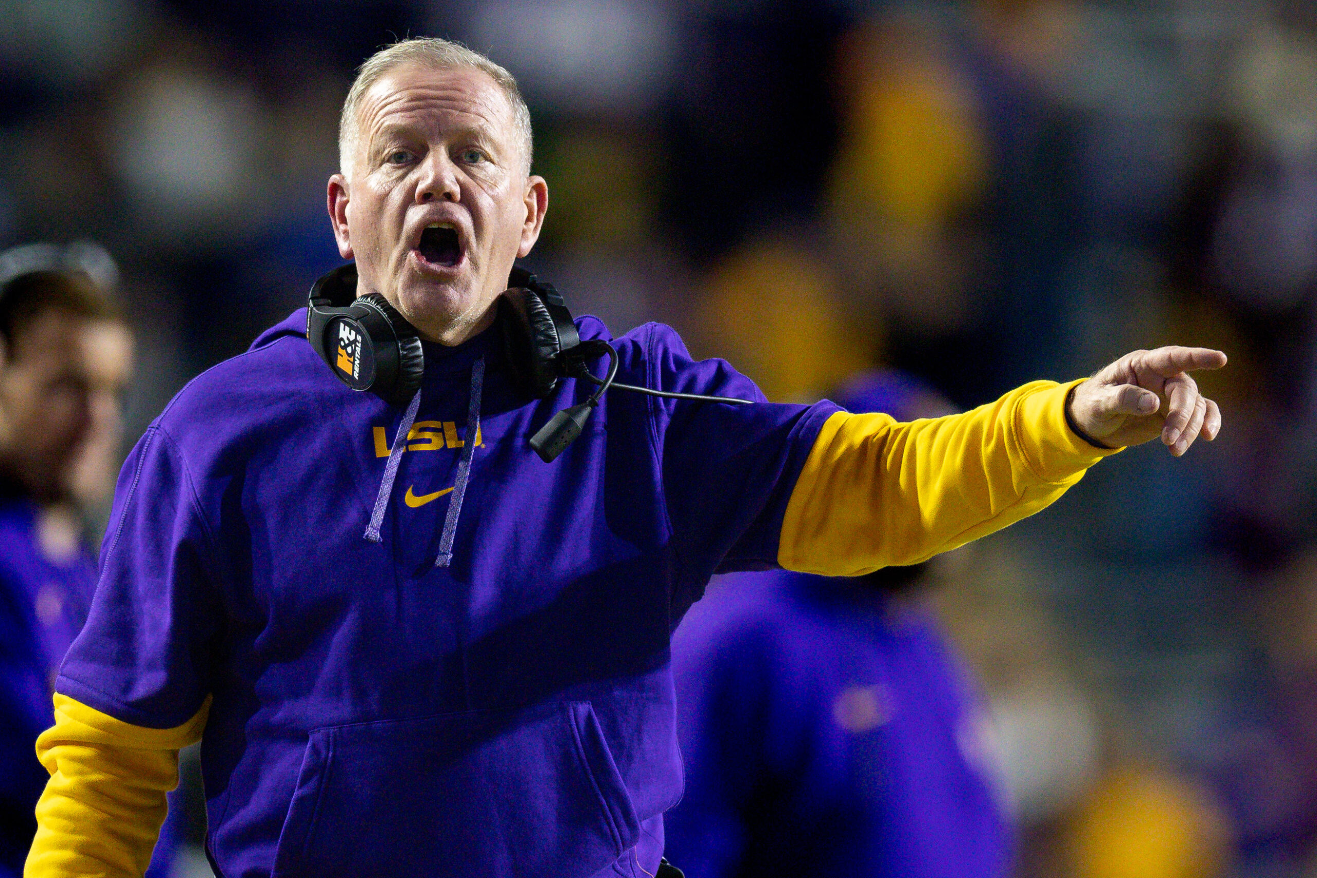 Tigers Head Coach Brian Kelly during the LSU Tigers Spring Game at Tiger Stadium in Baton Rouge, LA.