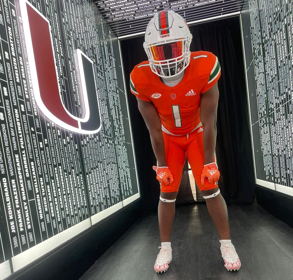 2025 4-star RB Byron Louis from Fort Lauderdale, Florida (American Heritage) takes a picture on a visit to Miami