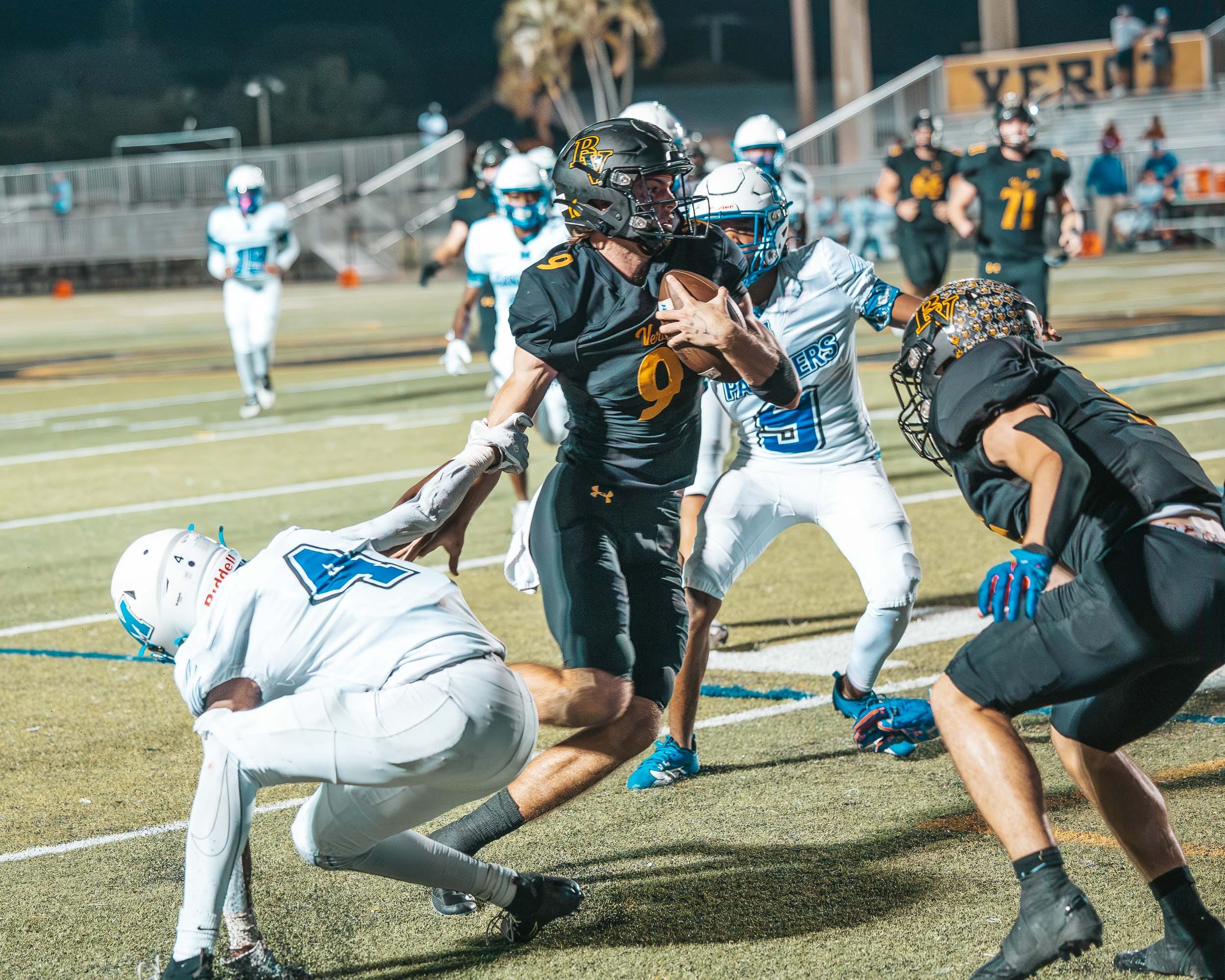 Bishop Verot's Carter Smith heads to the end zone as the Vikings defeated Mulberry 47-6 in a Region 2A-4 quarterfinal on Thursday, Nov. 9, 2023.