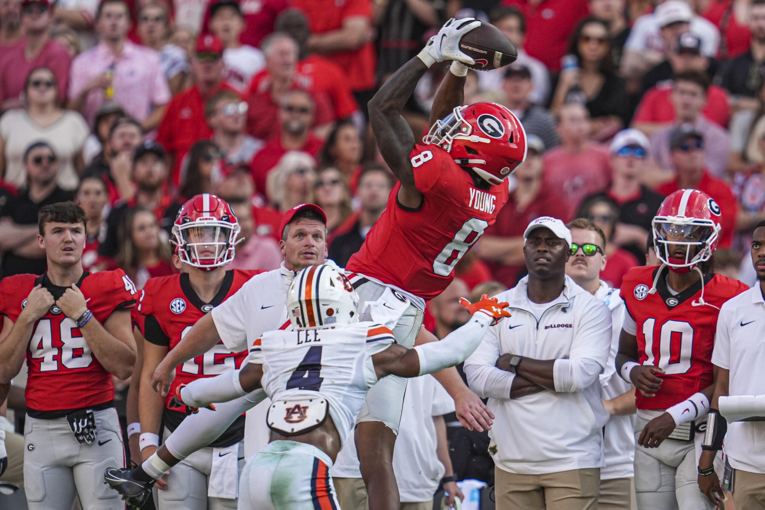 Oct 8, 2022; Miami Gardens, Florida, USA; Miami Hurricanes wide receiver Colbie Young (88) catches a pass to score a touch down against the North Carolina Tar Heels during the second half at Hard Rock Stadium.