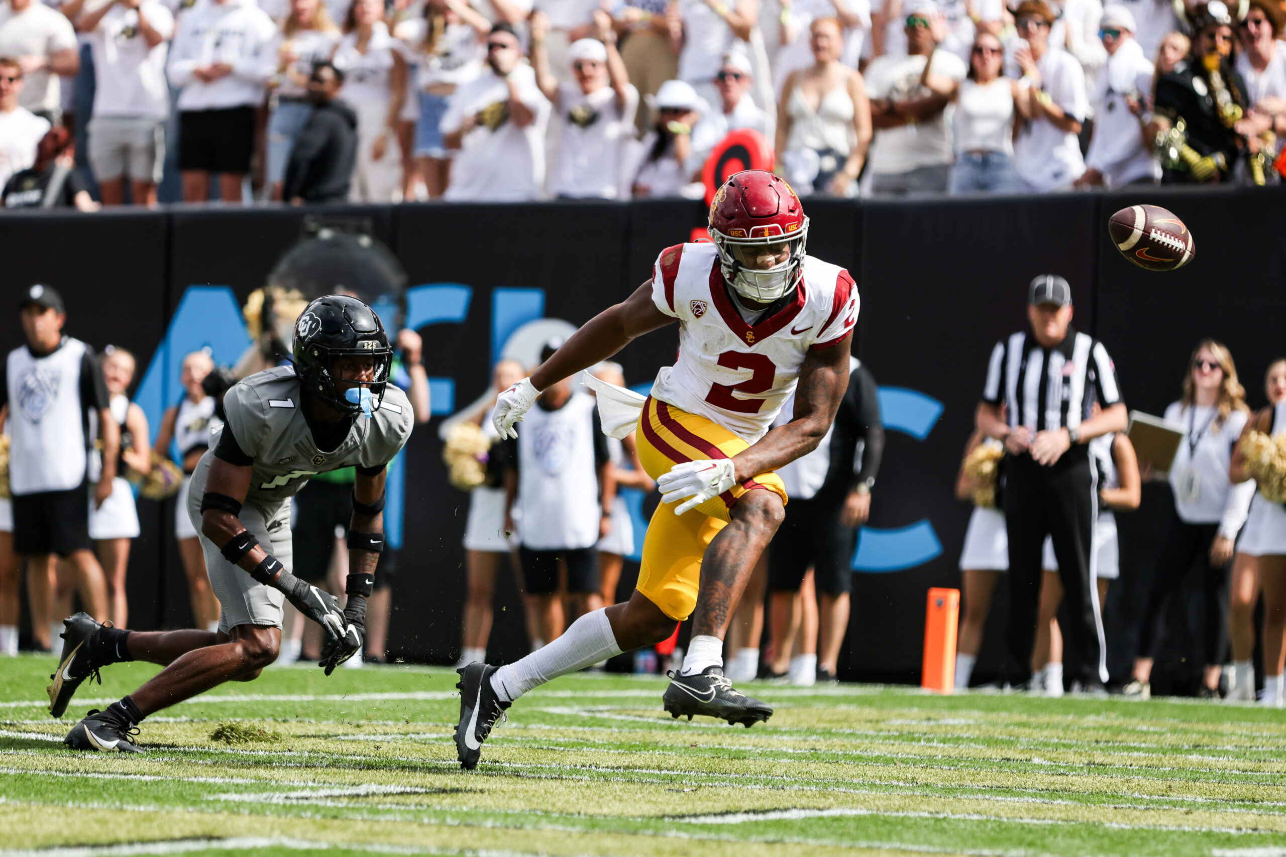 Cormani McClain runs with the ball during warmups before the Colorado Buffaloes Football game vs. the Oregon Ducks