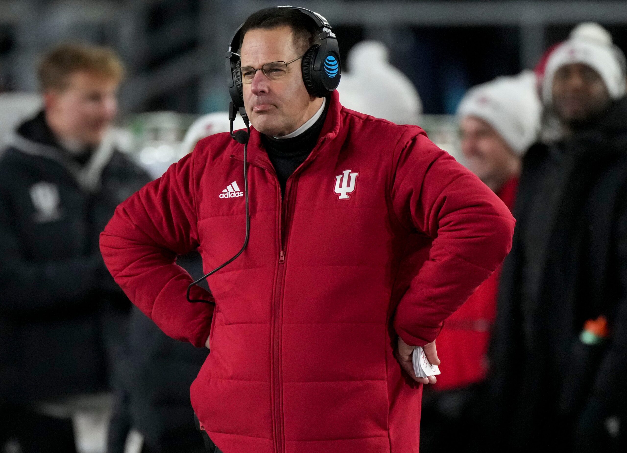 Indiana head coach Curt Cignetti watches the second half of a game between the Indiana Hoosiers and the Notre Dame Fighting Irish in first round of the College Football Playoff on Saturday