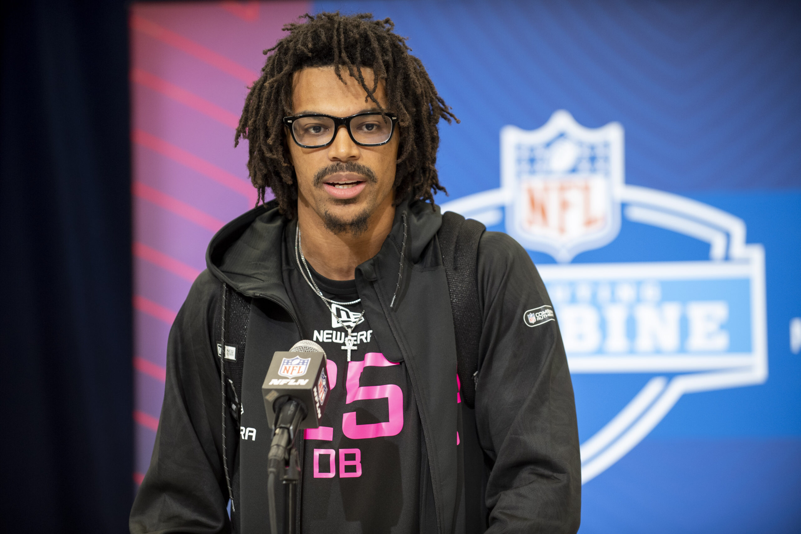 Feb 27, 2025; Indianapolis, IN, USA; Iowa St defensive back Darien Porter (DB25) during the 2025 NFL Combine at Lucas Oil Stadium.