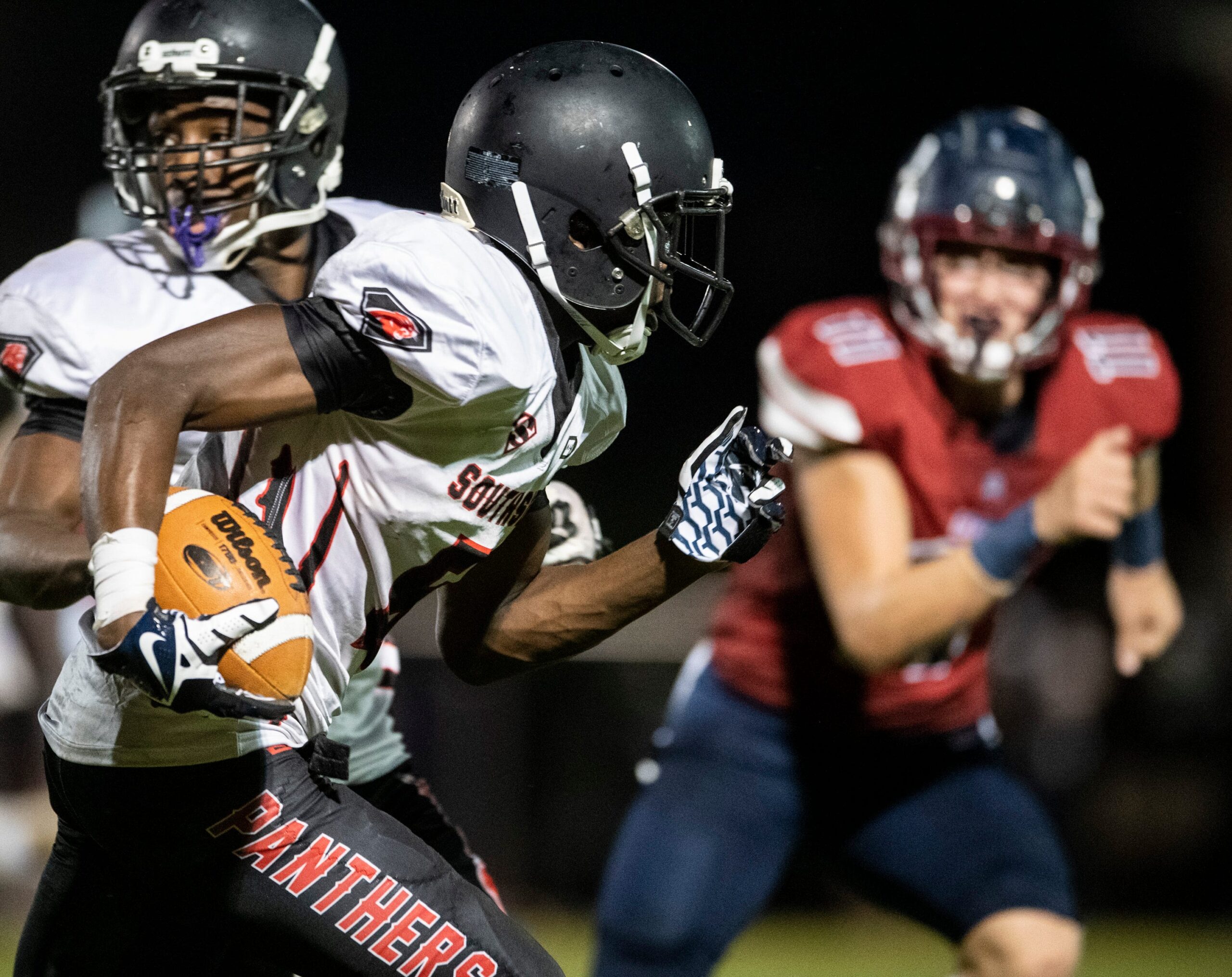 Southside Derick Smith (6) returns a kick at Montgomery Academy in Montgomery, Ala., on Friday, Sept. 10, 2021. Montgomery Academy leads Southside 20-14 at halftime.