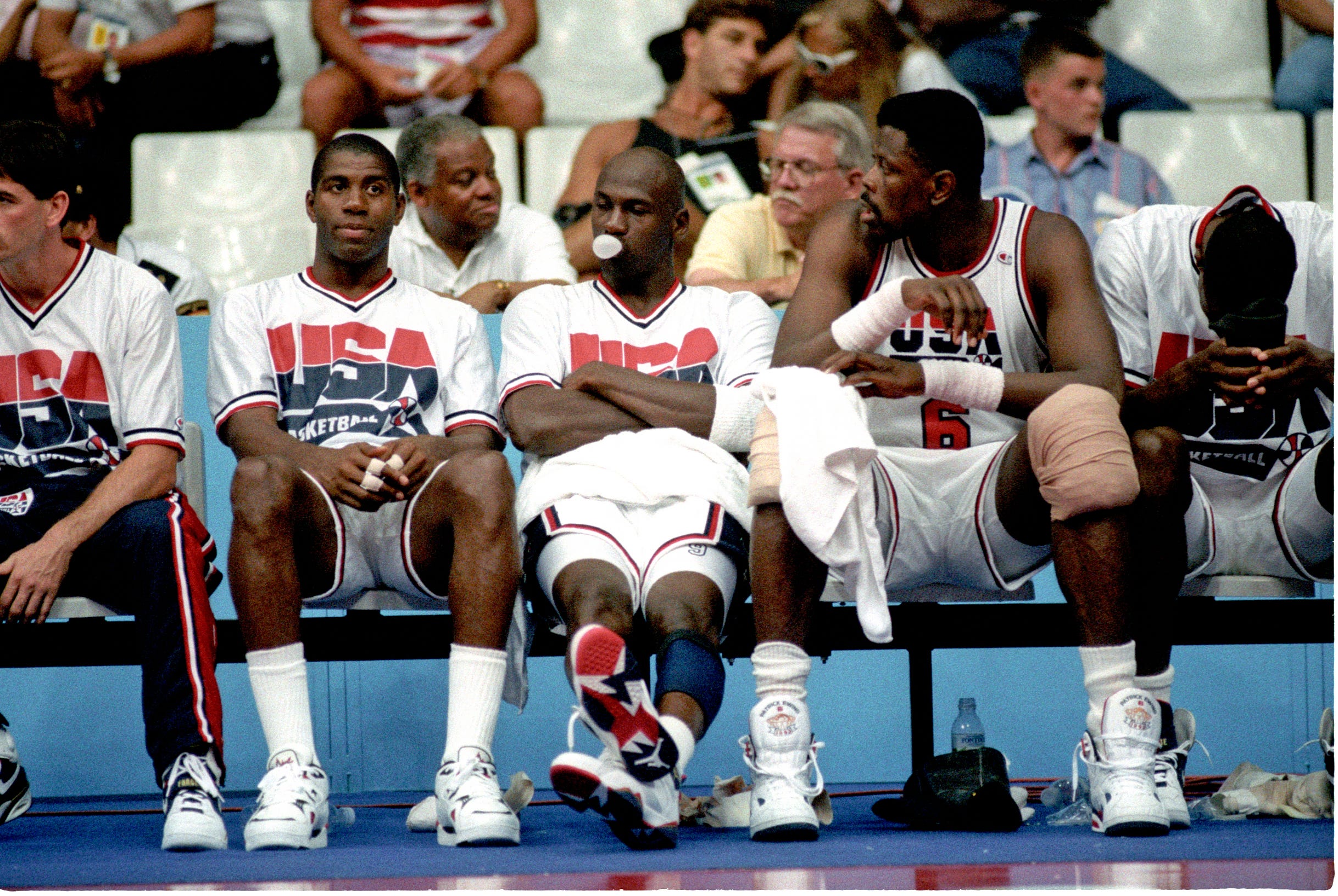 1992 Barcelona Summer Olympic Games - Magic Johnson, Michael Jordan, Patrick Ewing. Dream Team.