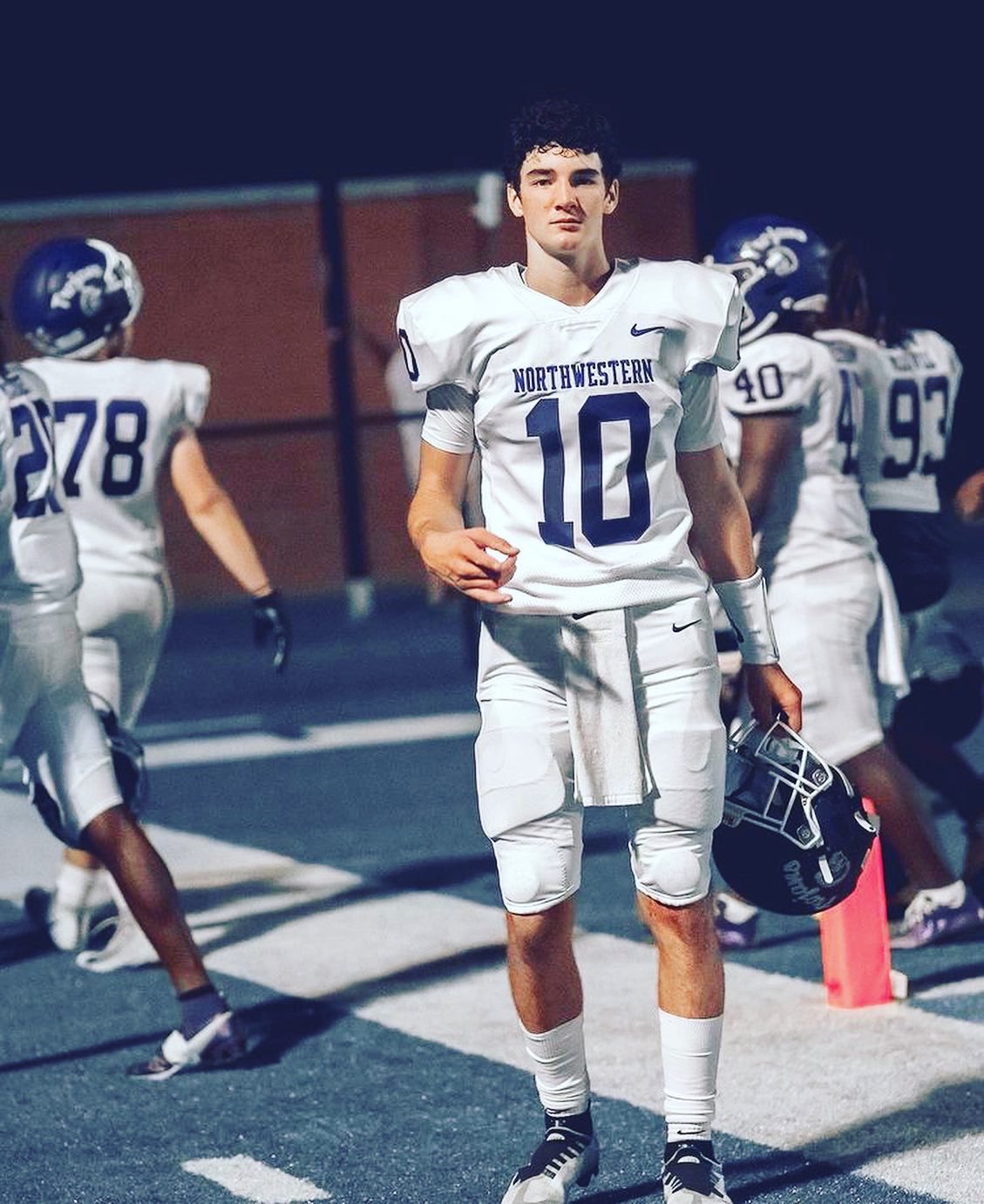 2025 MFS Staff 2-Star QB Finley Polk from Rock Hill (Northwestern), SC standing on the sidelines