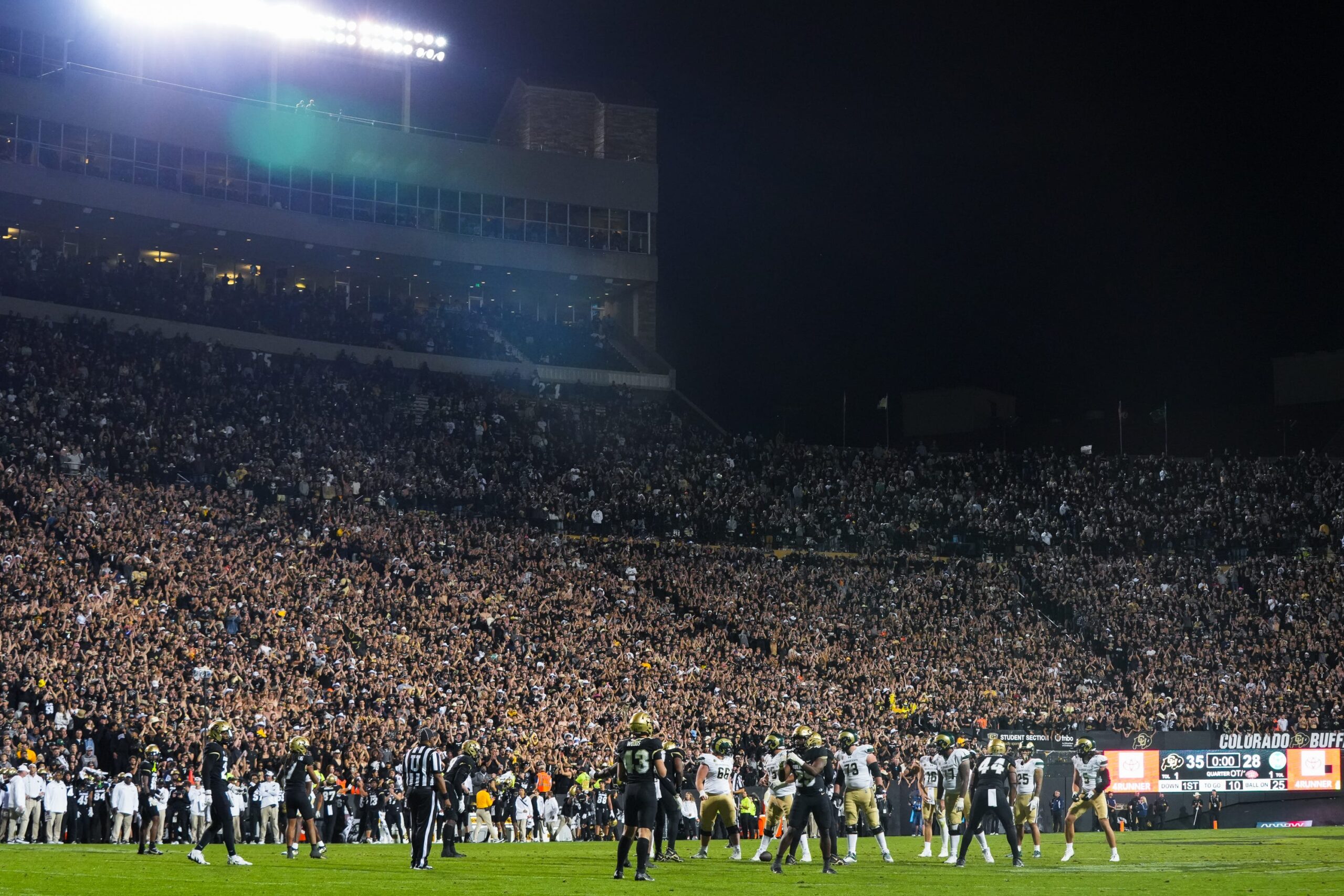 Colorado State drives in overtime during a college football game against Colorado at Folsom Field on Saturday