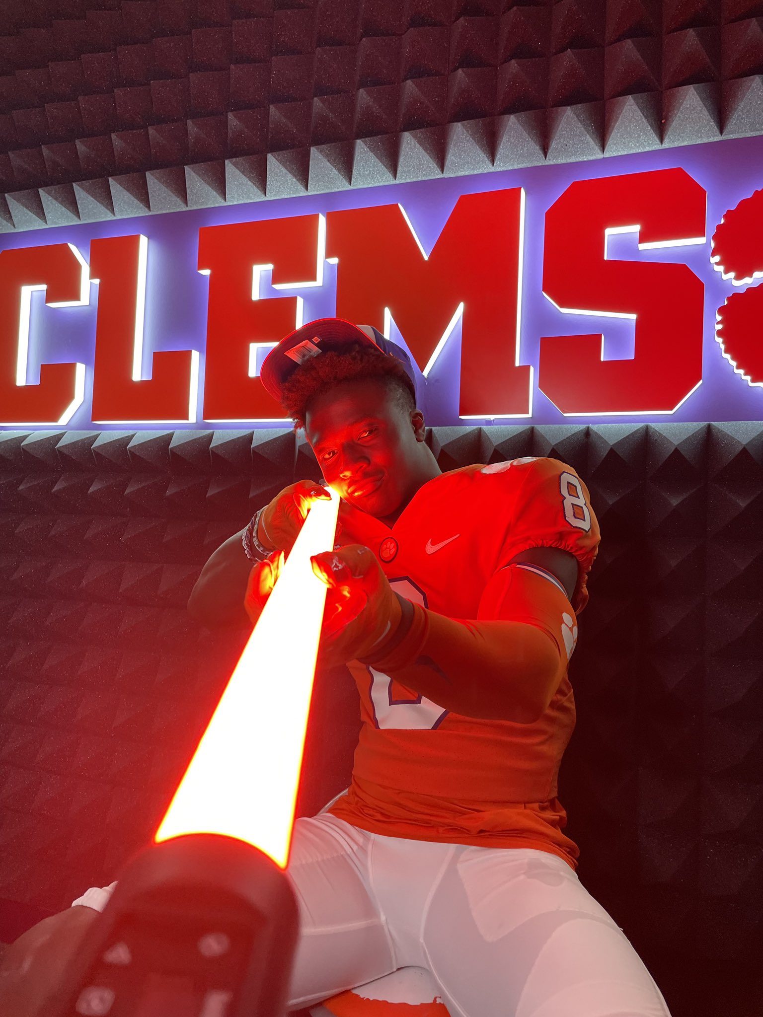 2025 (5)-star RB Gideon Davidson from Lynchburg, VA (Liberty Christian Academy) takes a picture on a visit to Clemson