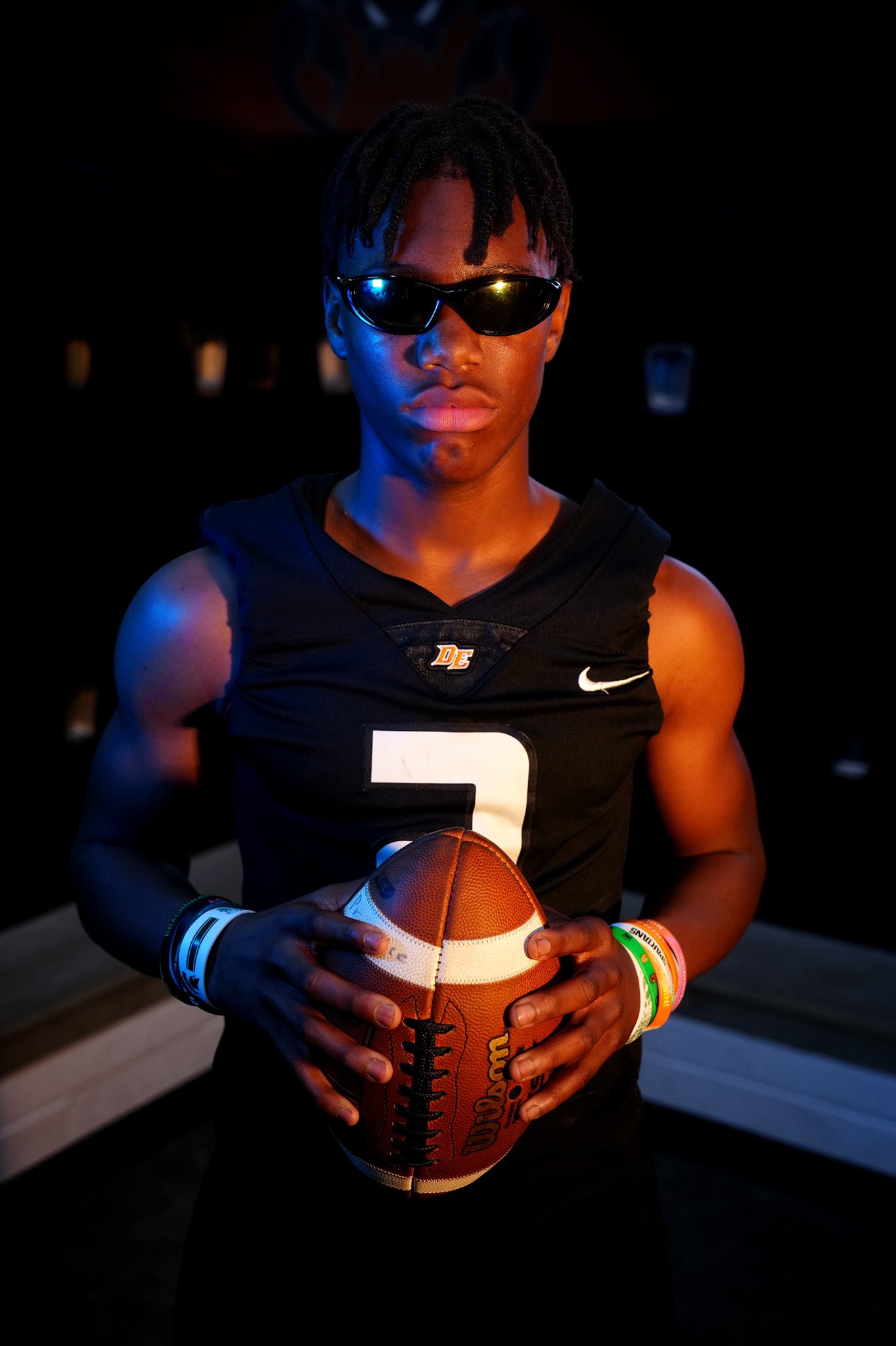 2025 MFS Staff 2-Star QB Hezekiah Millender from Goodyear (Desert's Edge), AZ taking a media day picture