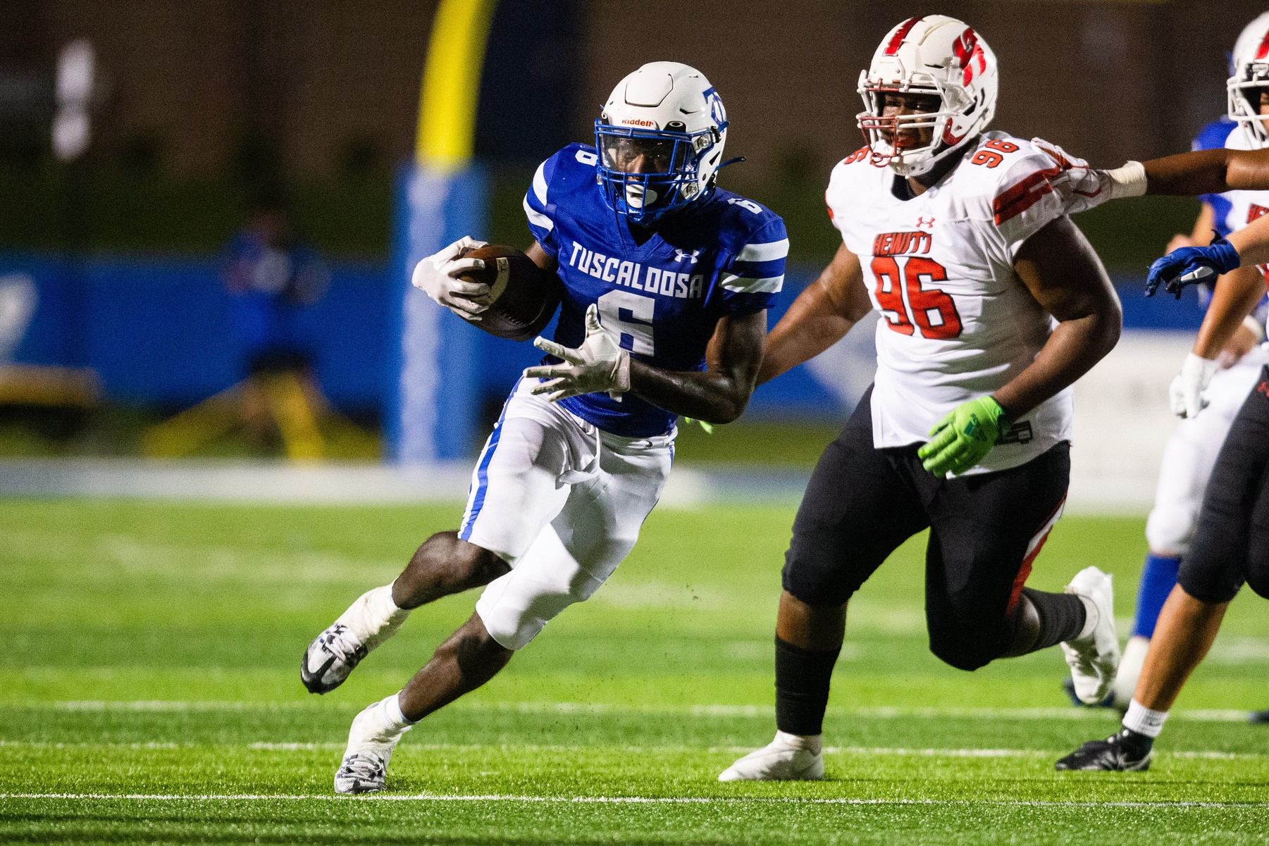 Sep 8, 2022; Northport, AL, USA; Tuscaloosa County High's running back Kevin Riley (6) runs the ball against Hewitt-Trussville at Tuscaloosa County High School Thursday, Sept. 8, 2022.