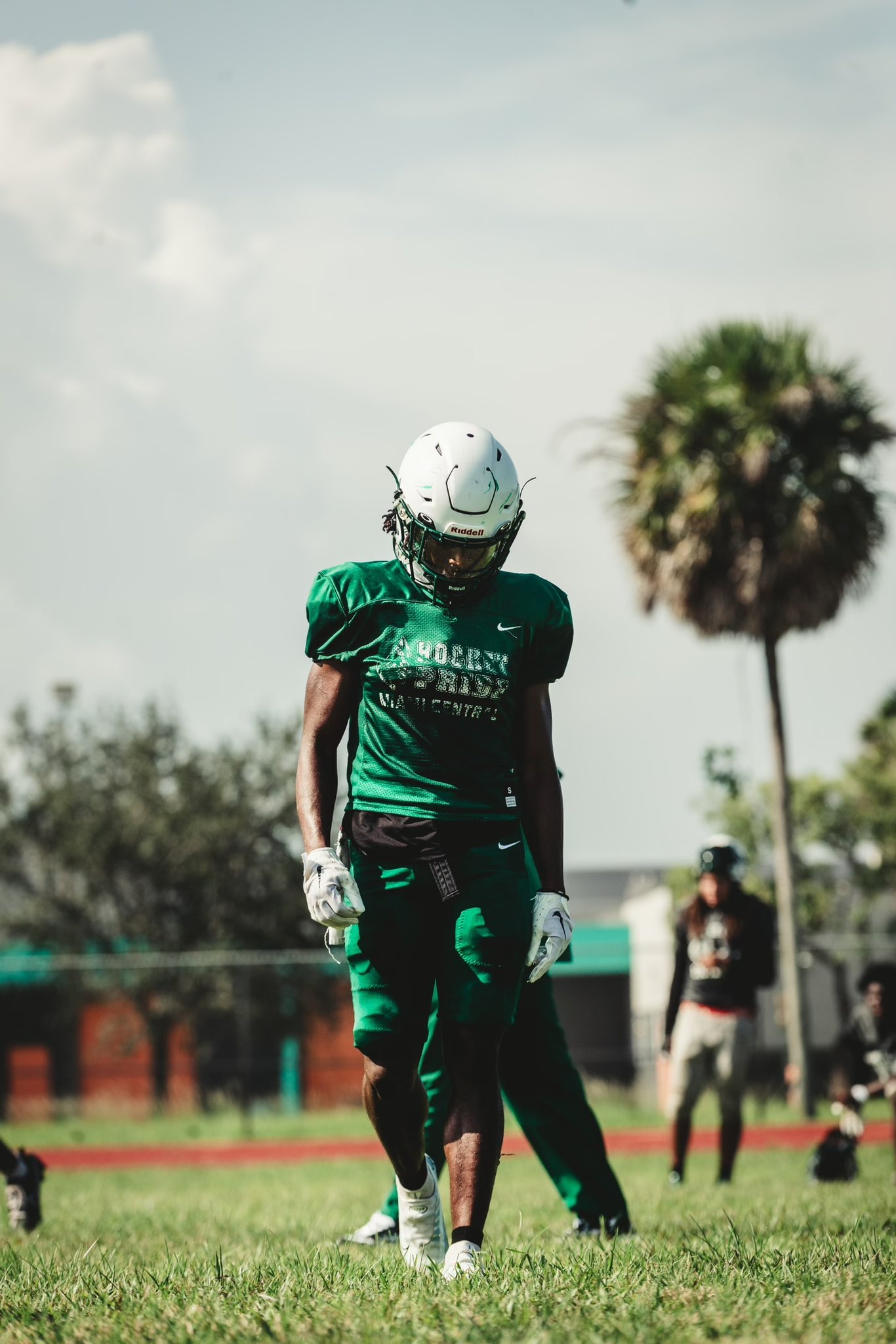 2025 3-star RB King Davis from Miami, Florida (Miami Central) standing on the practice field