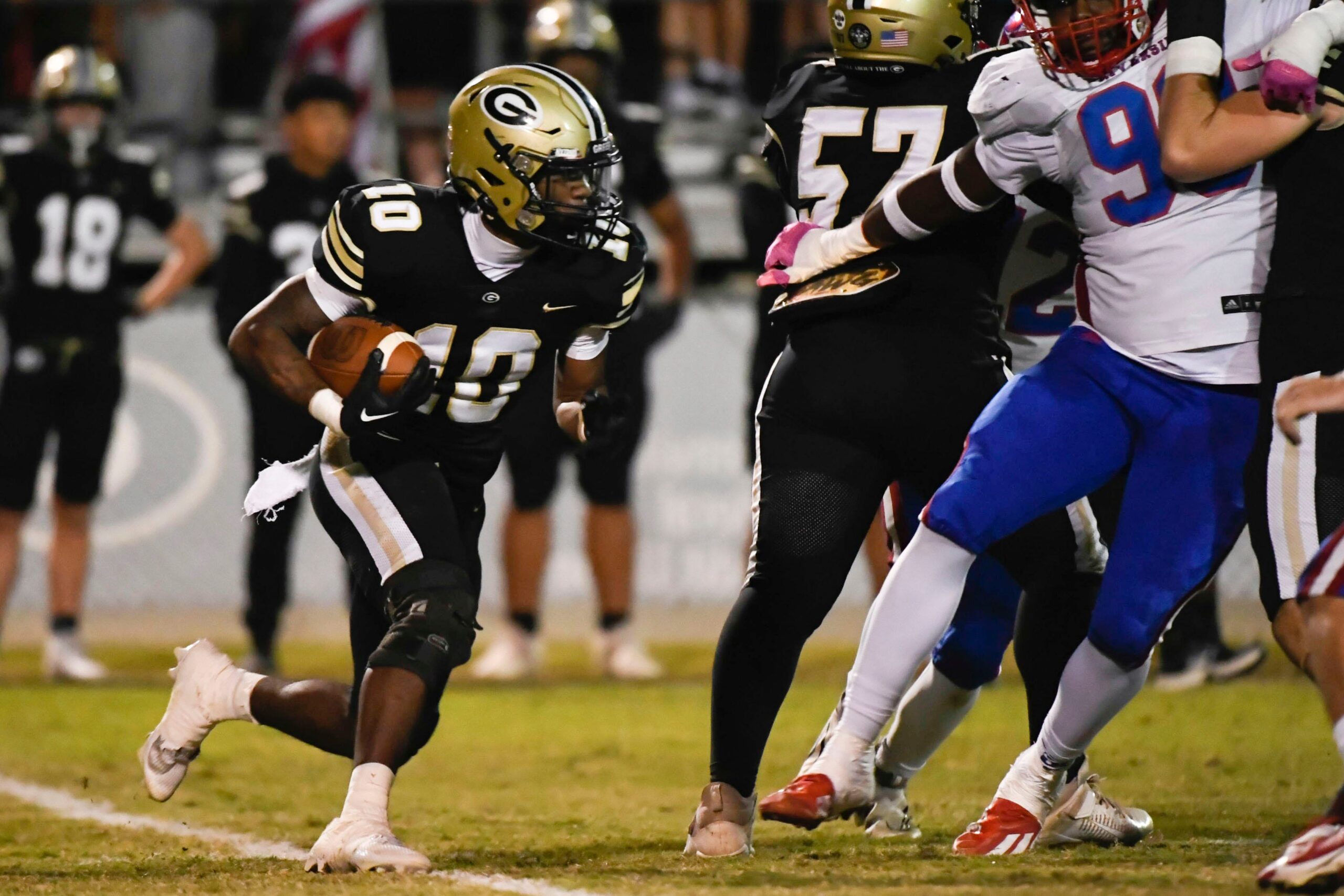 Greer's LaDainnian Martin (10) runs the ball during a game that resulted in a 42-21 win against Riverside at Dooley Field on Friday, Oct. 27, 2023.