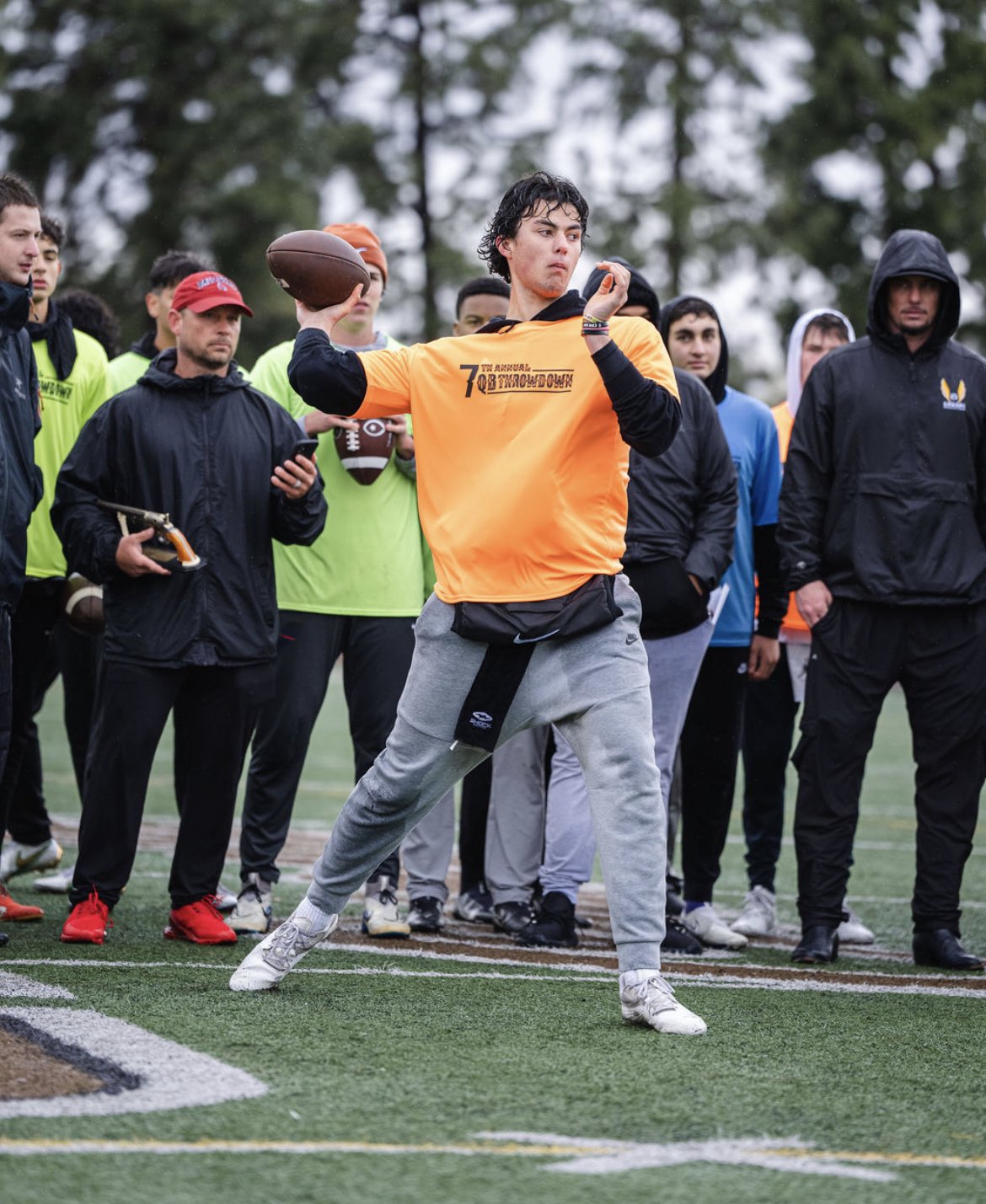 2025 MFS 3-Star QB Leo Hannan from Anaheim, CA (Servite) throwing during the 7th Annual Throw 2 Win QB Throwdown