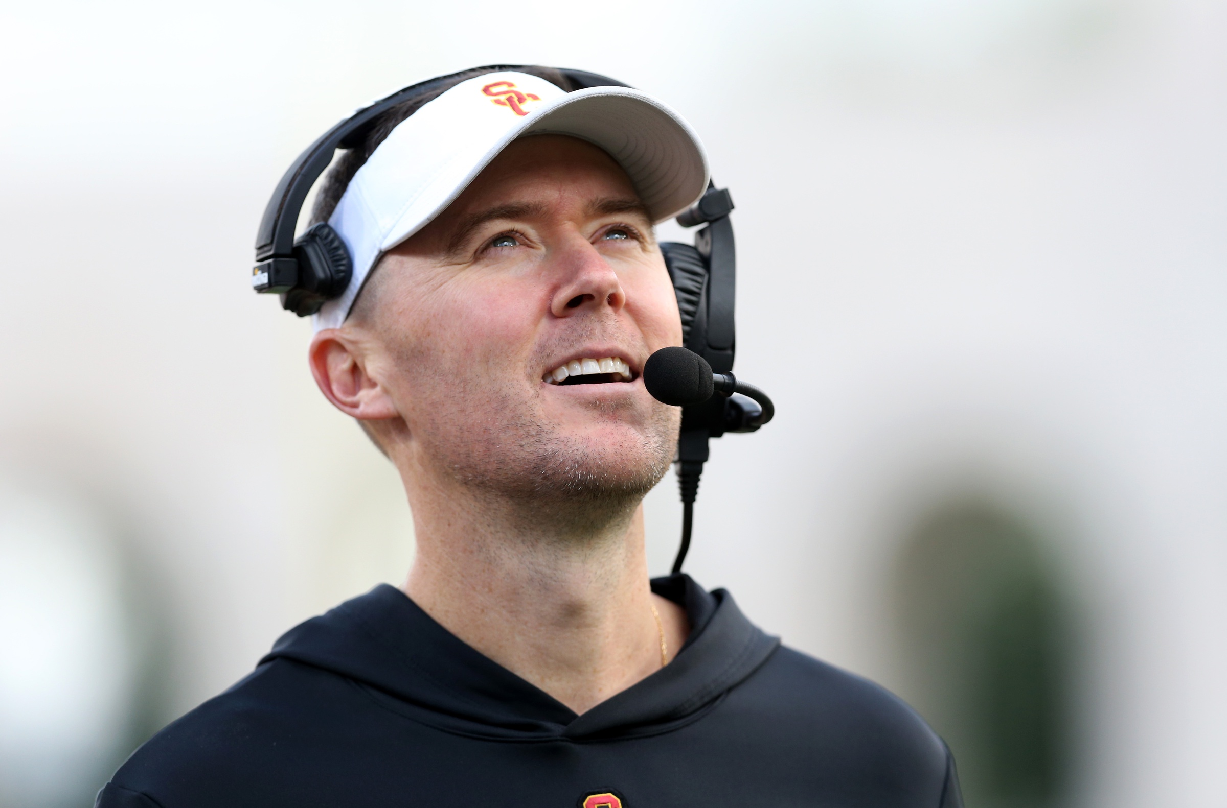 Nov 18, 2023; Los Angeles, California, USA; USC Trojans head coach Lincoln Riley during the second quarter against the UCLA Bruins at United Airlines Field at Los Angeles Memorial Coliseum.