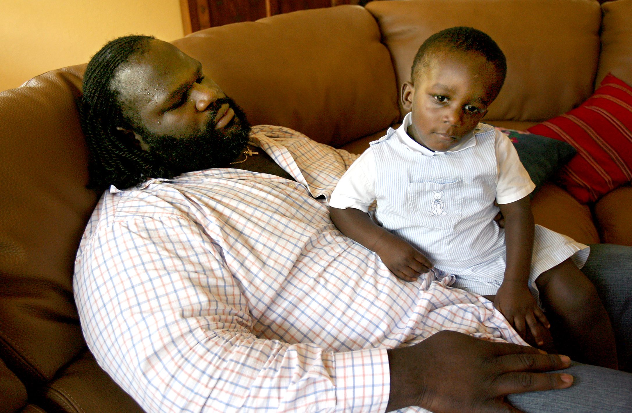 July 7, 2007; Austin, TX, USA; Professional wrestler Mark Henry and his son Jacob, 20 months. They are at Jan and Terry Todd's home in Austin on Saturday.
