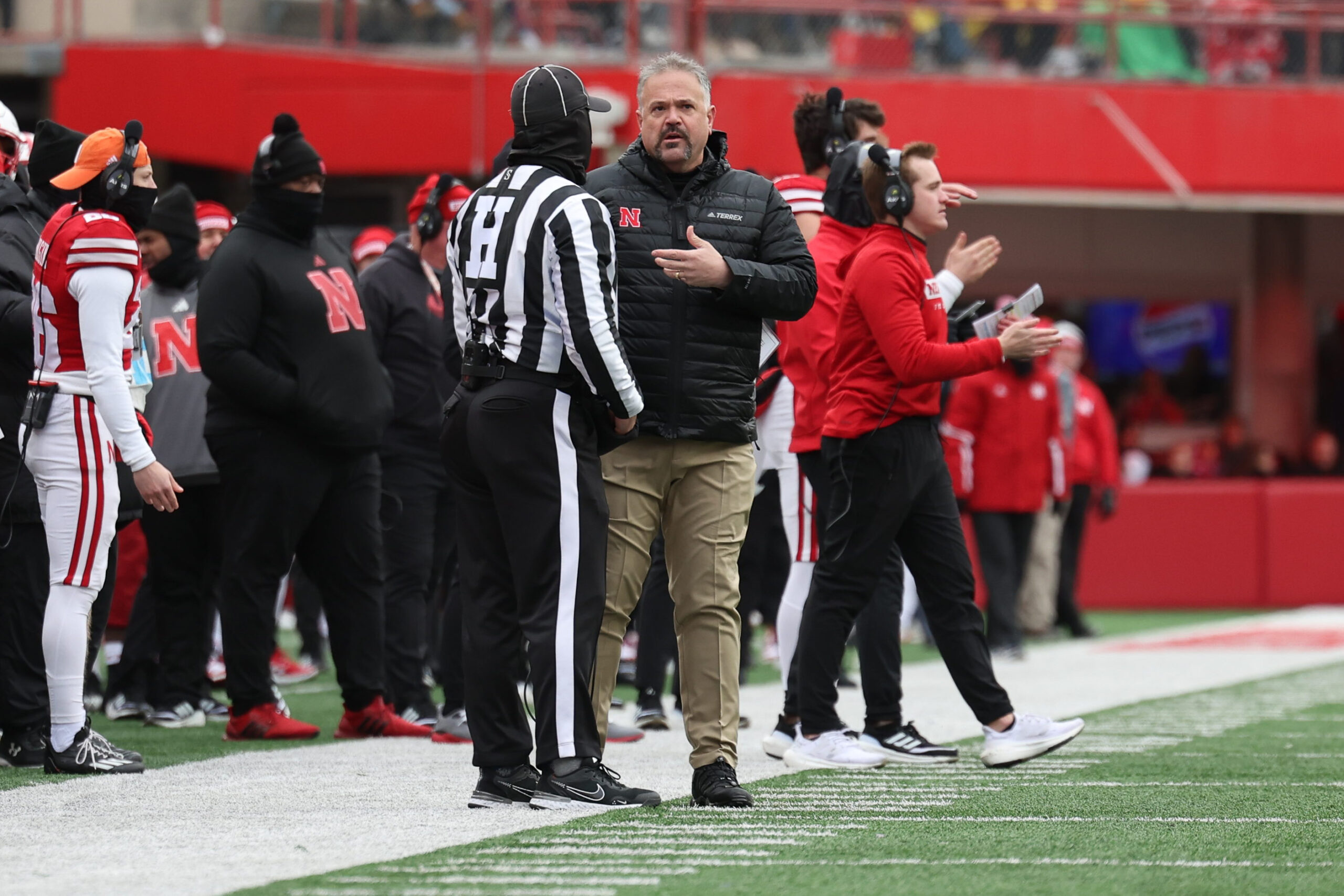 Nebraska's head coach Matt Rhule looks on from the sideline during the second quarter in the game against Michigan State on Saturday, Nov. 4, 2023, at Spartan Stadium in East Lansing.