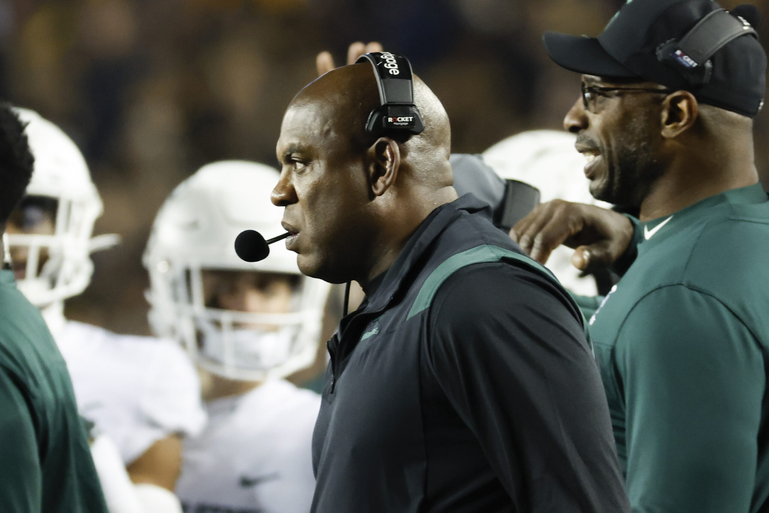 Oct 29, 2022; Ann Arbor, Michigan, USA; Michigan State Spartans head coach Mel Tucker on the sideline in the first half against the Michigan Wolverines at Michigan Stadium.