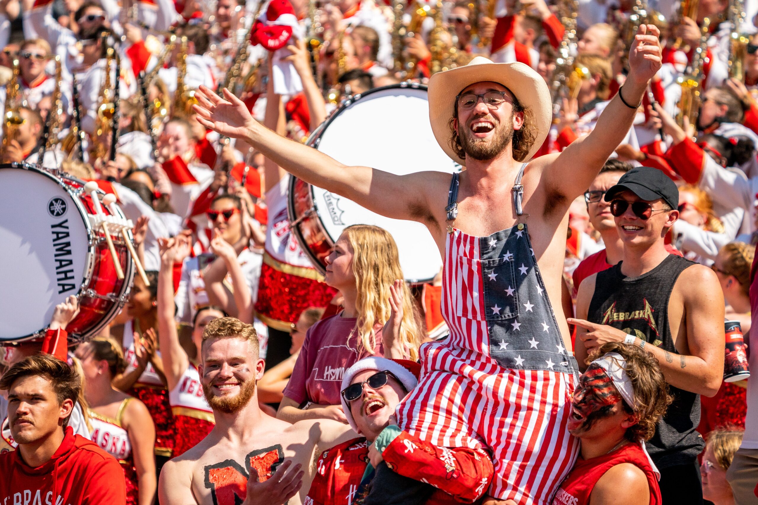 Sep 17, 2022; Lincoln, Nebraska, USA; Nebraska Cornhuskers fans cheer during a break in the third quarter against the Oklahoma Sooners at Memorial Stadium.