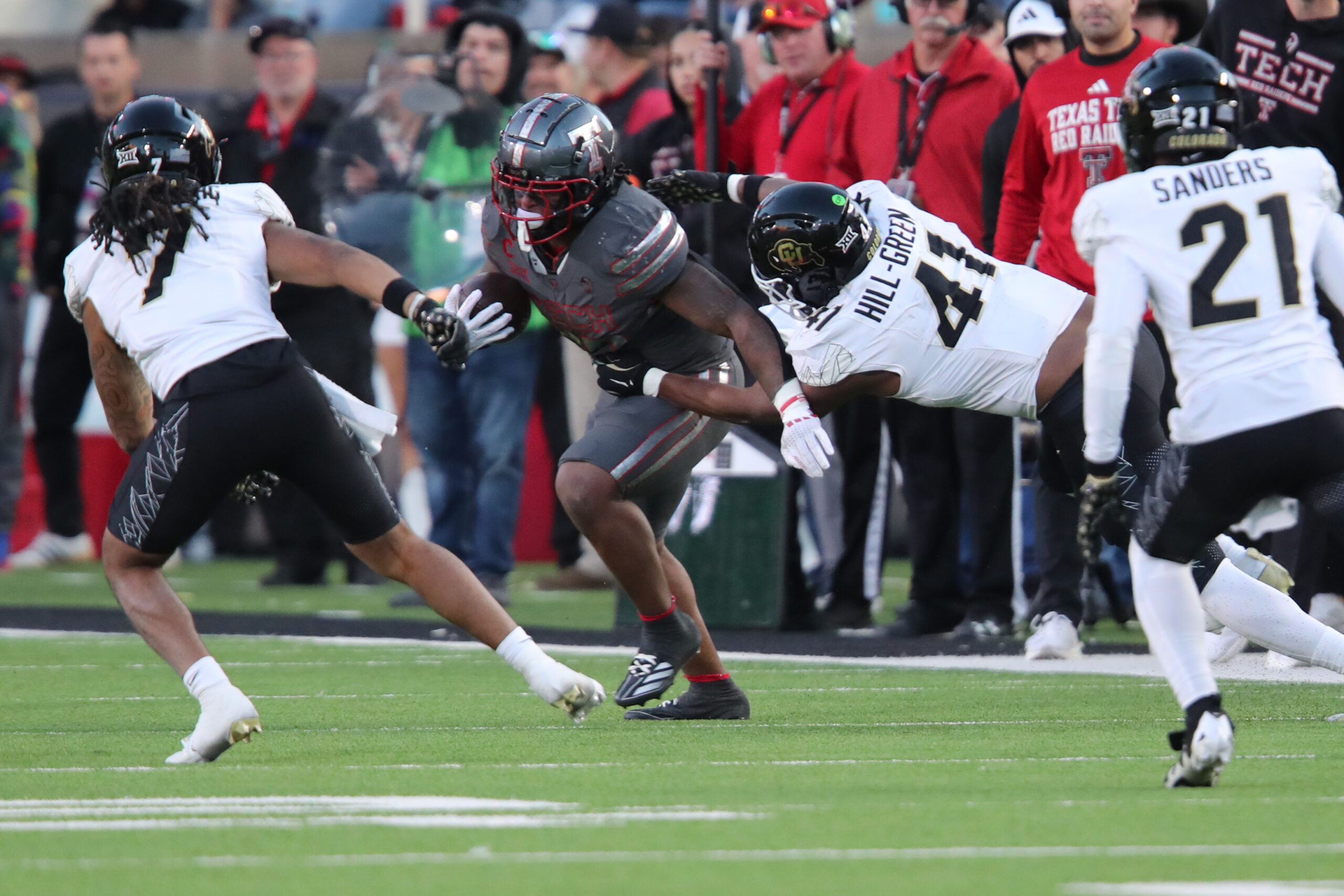 Sep 9, 2023; College Park, Maryland, USA; Charlotte 49ers linebacker Nikhai Hill-Green (41) reacts after stopping Maryland Terrapins offense on third down during the first half at SECU Stadium.