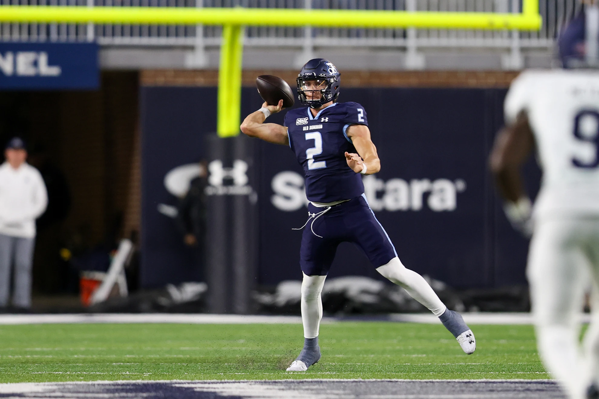 Old Dominion Quarterback Colton Joseph throws a pass against Georgia Southern on October 24, 2024.