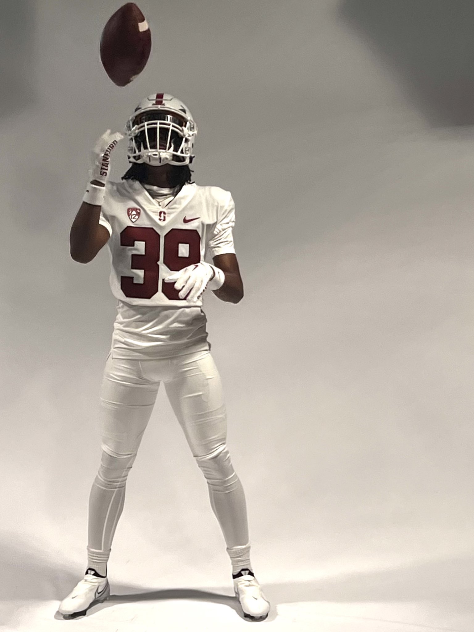 2025 3-star RB Samuel Harris from San Antonio, Texas (Steele) taking a picture during a visit to Stanford