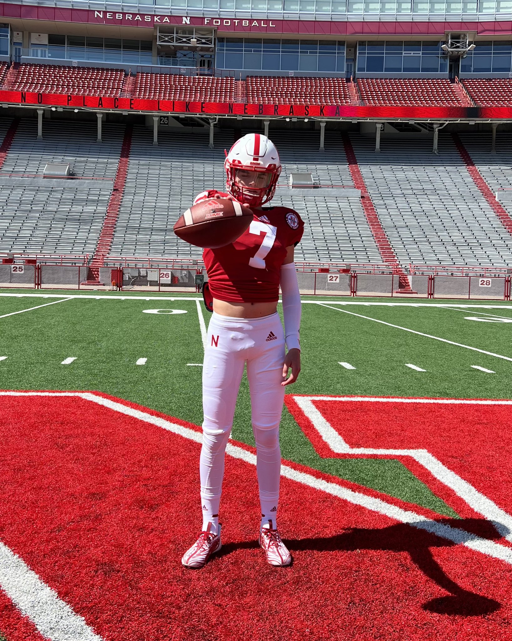 2025 3-Star QB Sebastian Circo from Omaha, NE (Omaha North) taking a picture during a visit to the University of Nebraska