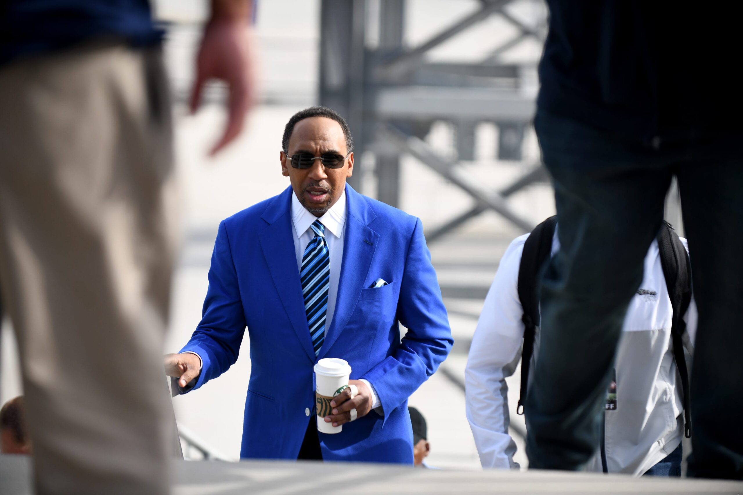 Stephen A. Smith arrives for a live broadcast of ESPN's