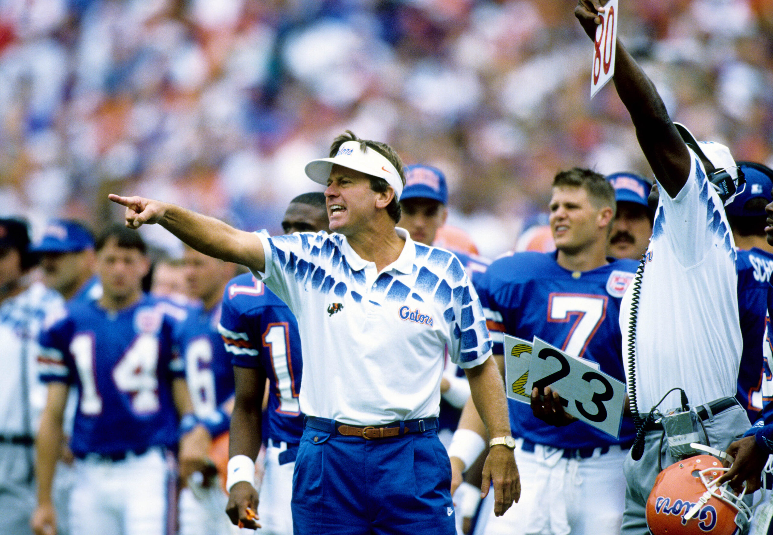1994; Gainesville, FL, USA; FILE PHOTO; Florida Gators head coach Steve Spurrier during the 1994 season at Ben Hill Griffin Stadium.