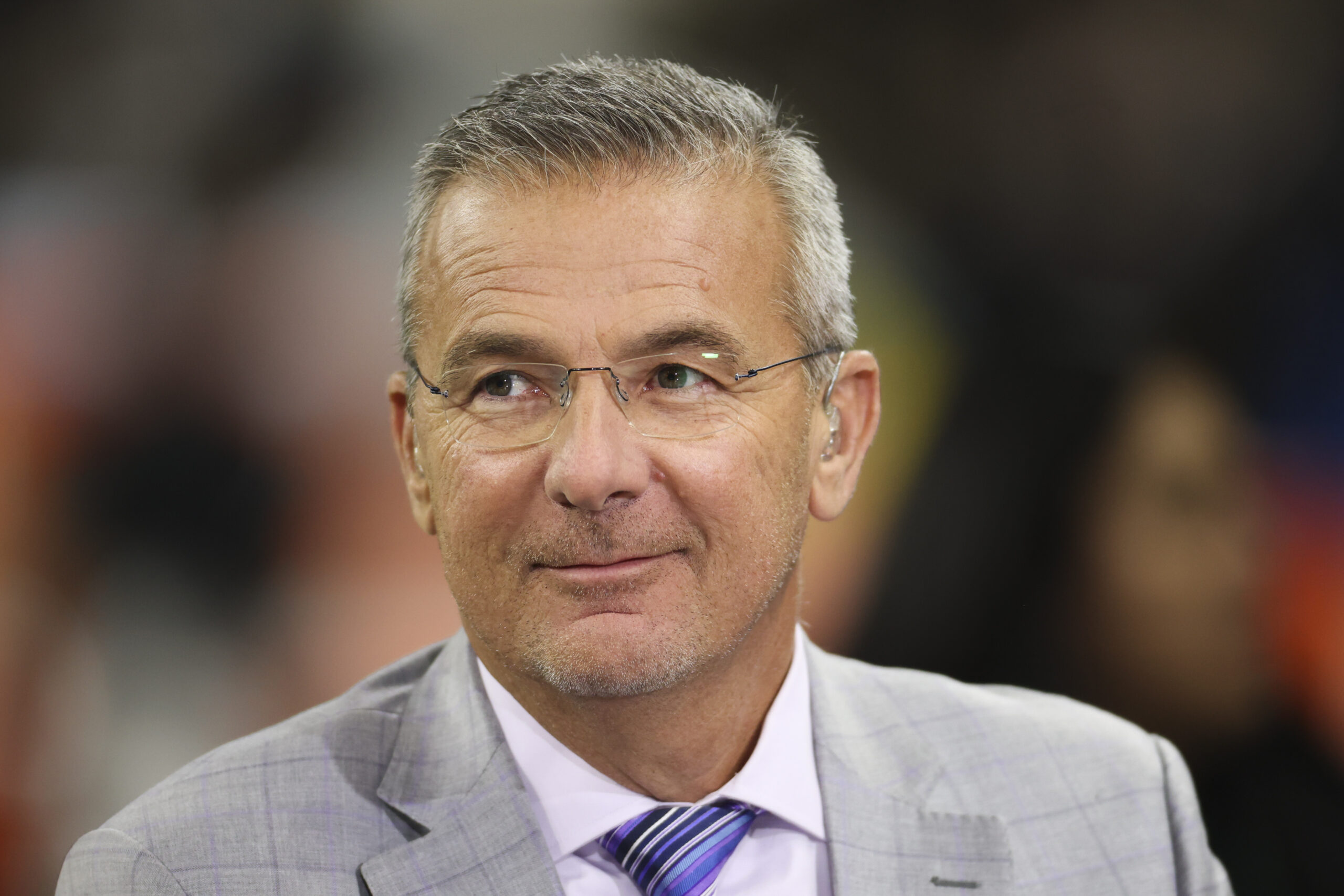 Dec 3, 2022; Indianapolis, Indiana, USA; FOX Sports analyst Urban Meyer before the Big Ten Championship between the Michigan Wolverines and the Purdue Boilermakers at Lucas Oil Stadium.