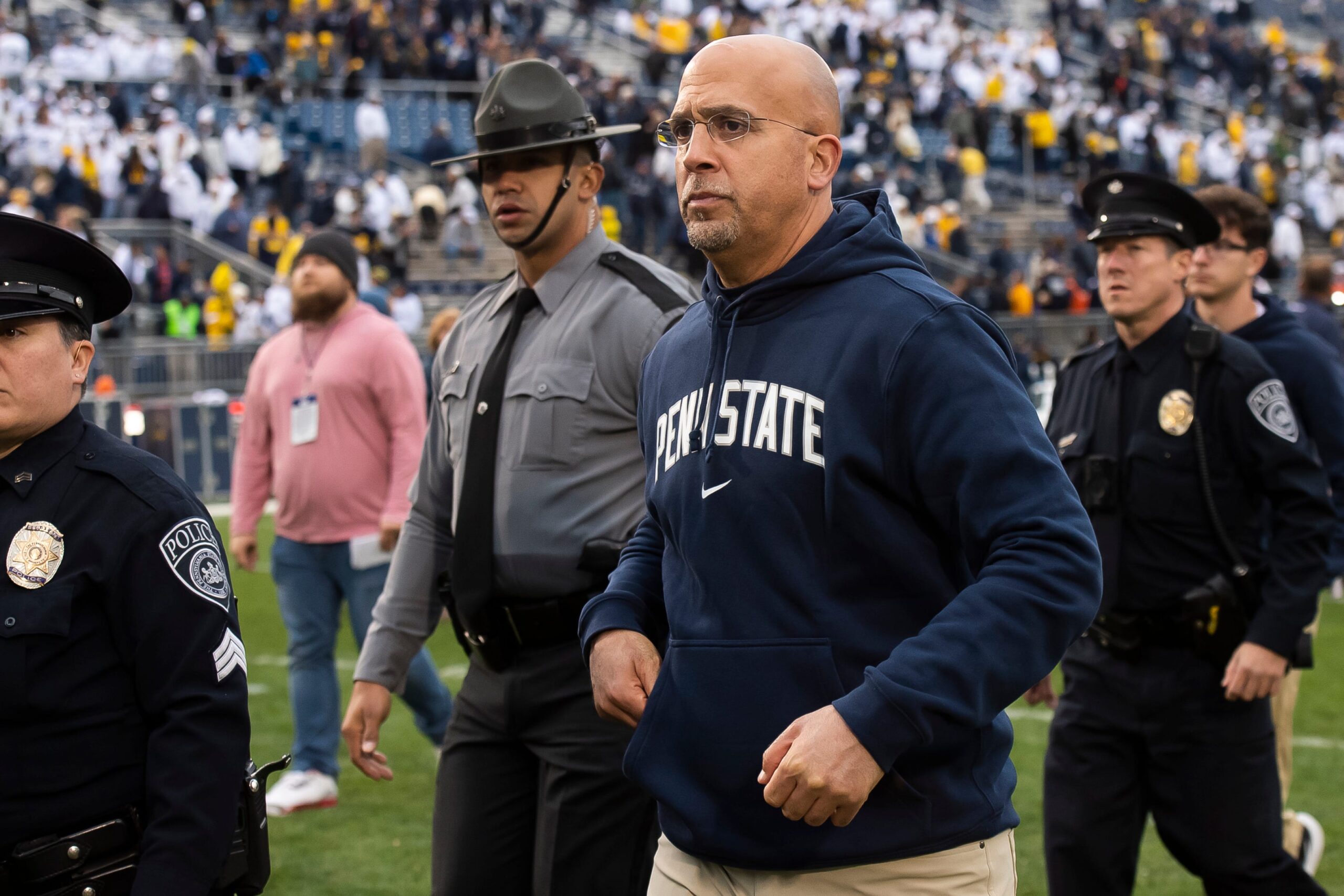 Penn State head football coach James Franklin walks off the field after the Nittany Lions fell to Michigan, 24-15, in an NCAA football game at Beaver Stadium Saturday, Nov. 11, 2023, in State College, Pa.