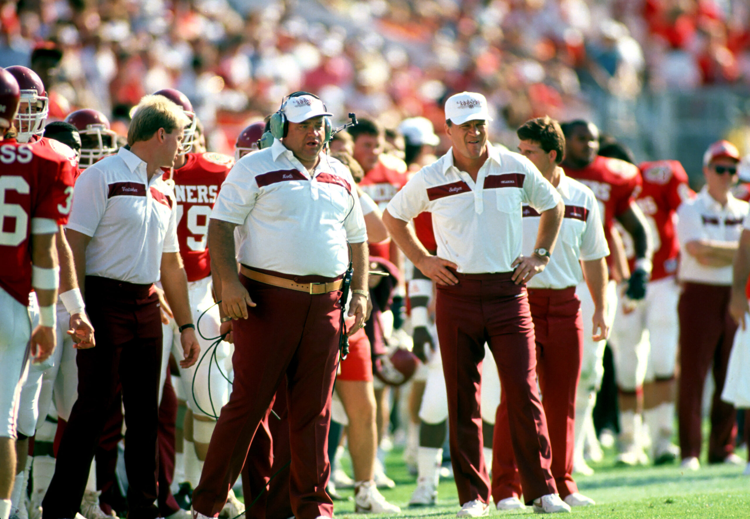 Jan 2, 1989; Orlando, FL, USA; FILE PHOTO; Oklahoma Sooners head coach Barry Switzer on the sidelines against the Clemson Tigers during the 1989 Citrus Bowl. Clemson defeated Oklahoma 13-6.