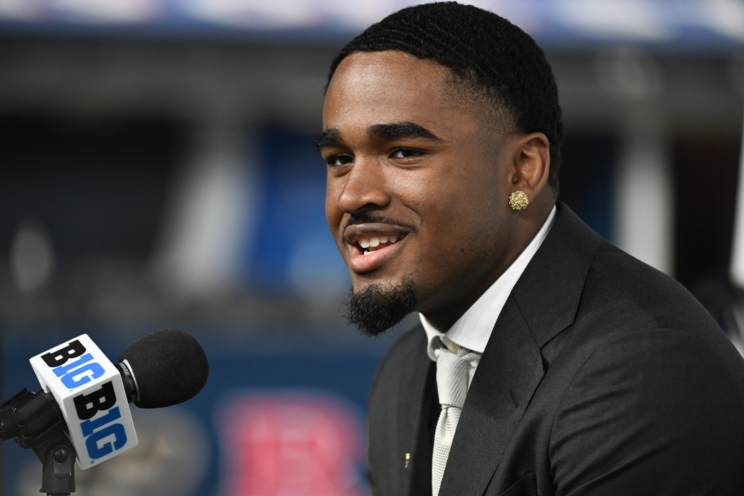 Jul 24, 2024; Indianapolis, IN, USA; USC Trojans safety Kamari Ramsey speaks to the media during the Big 10 football media day at Lucas Oil Stadium