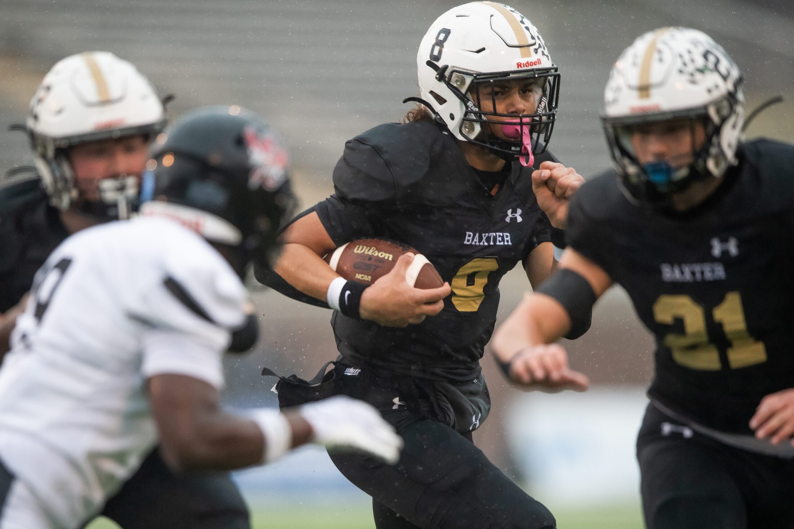CLASS 4A: Bronzden Chaffin, Upperman, Jr. - Here, Chaffin (8) heads to the end zone for a touchdown during the TSSAA BlueCross Bowl Division I-4A championship game at Finley Stadium in Chattanooga, Tenn., on Dec. 2, 2023.