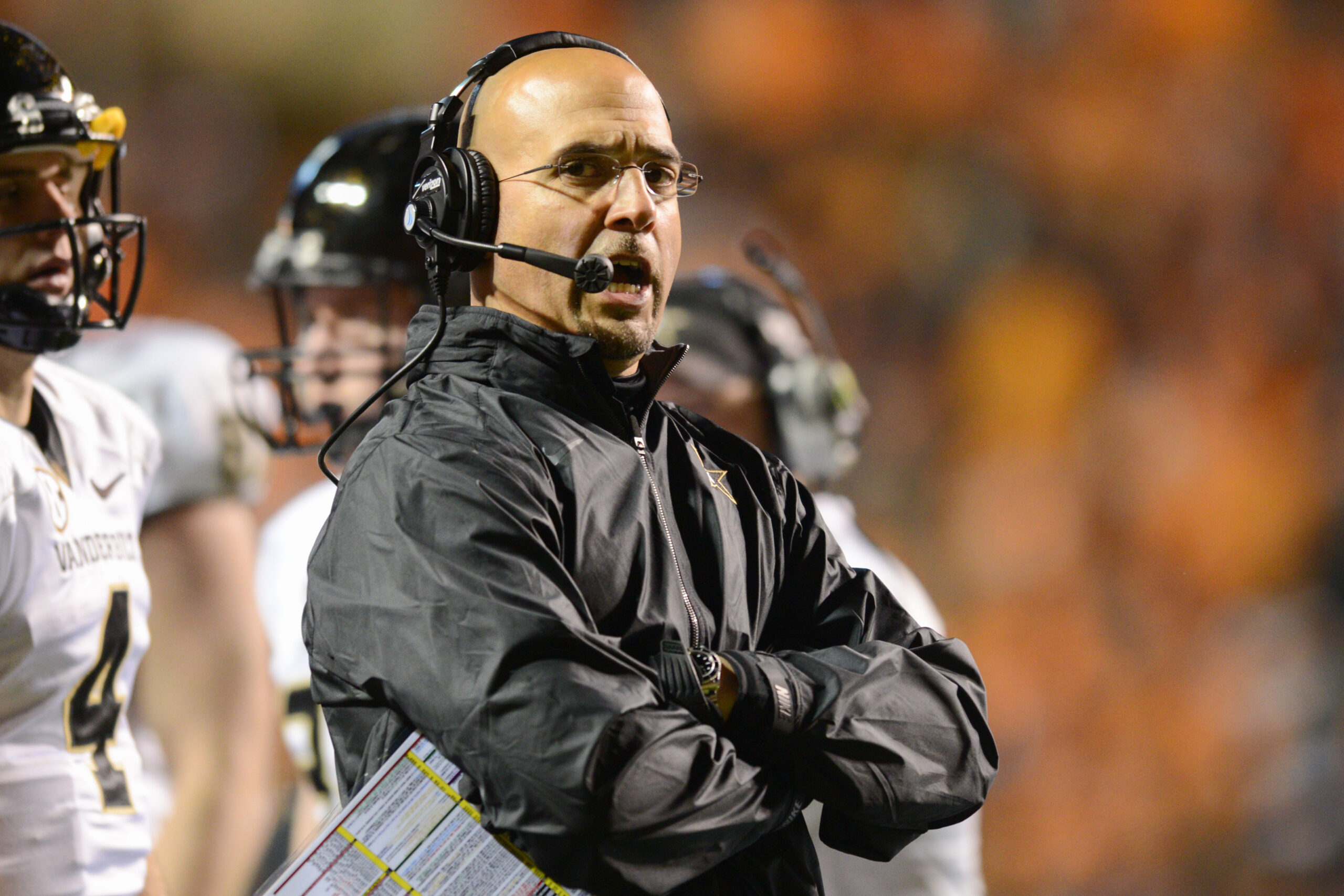 Nov 23, 2013; Knoxville, TN, USA; Vanderbilt Commodores head coach James Franklin during the game against the Tennessee Volunteers at Neyland Stadium. Vanderbilt won 14 to 10.