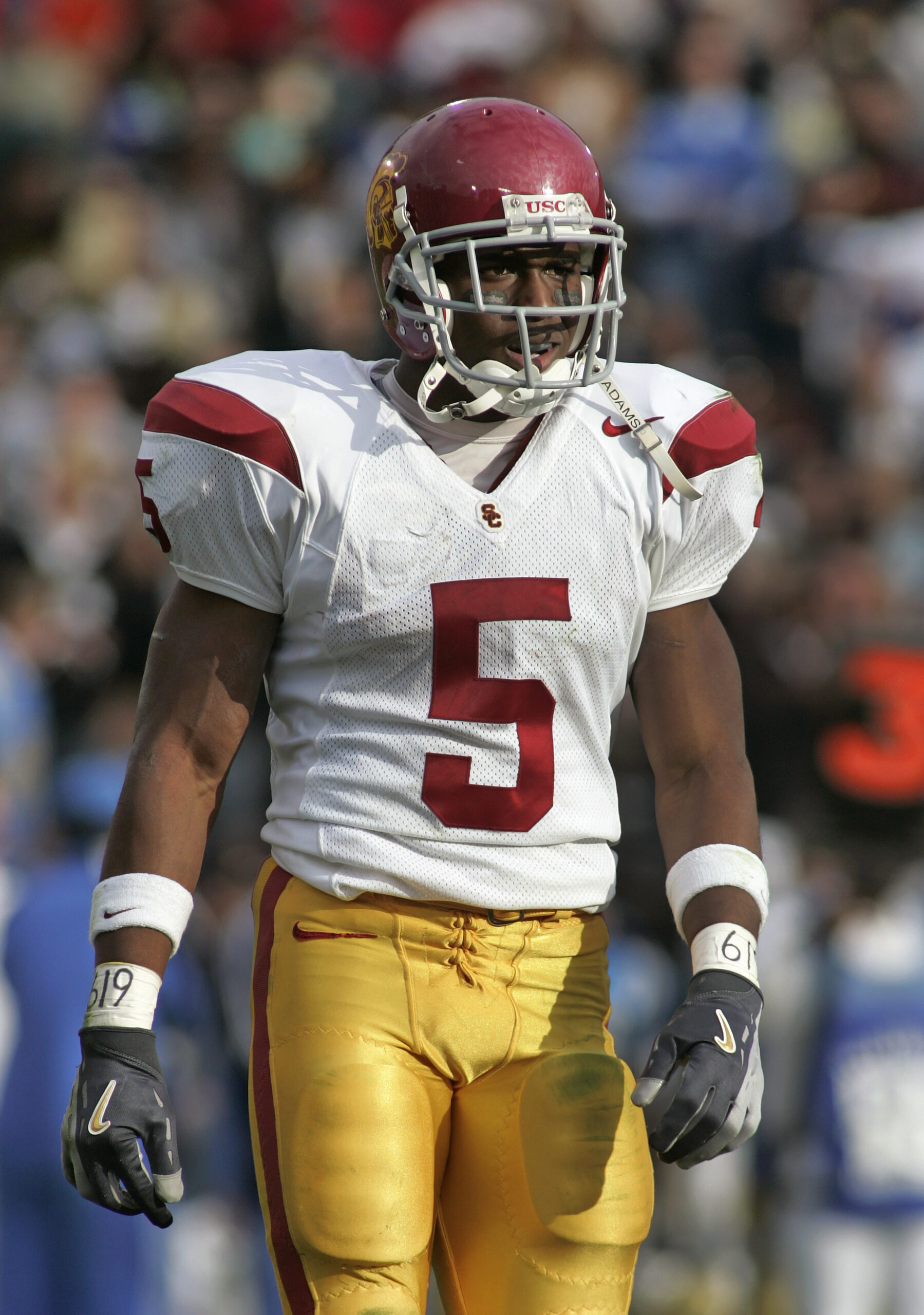 Dec 4, 2004; Pasadena, CA, USA; Southern California running back Reggie Bush (5) on the field against the UCLA Bruins at the Rose Bowl.