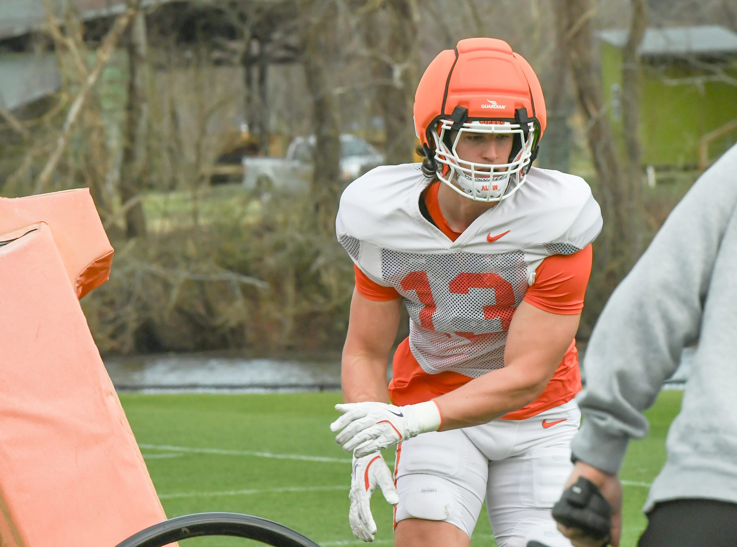 Clemson defensive end Will Heldt (13) during the football practice at the Allen N. Reeves Football Complex at Clemson University in Clemson, S.C. Wednesday, March 5, 2025.