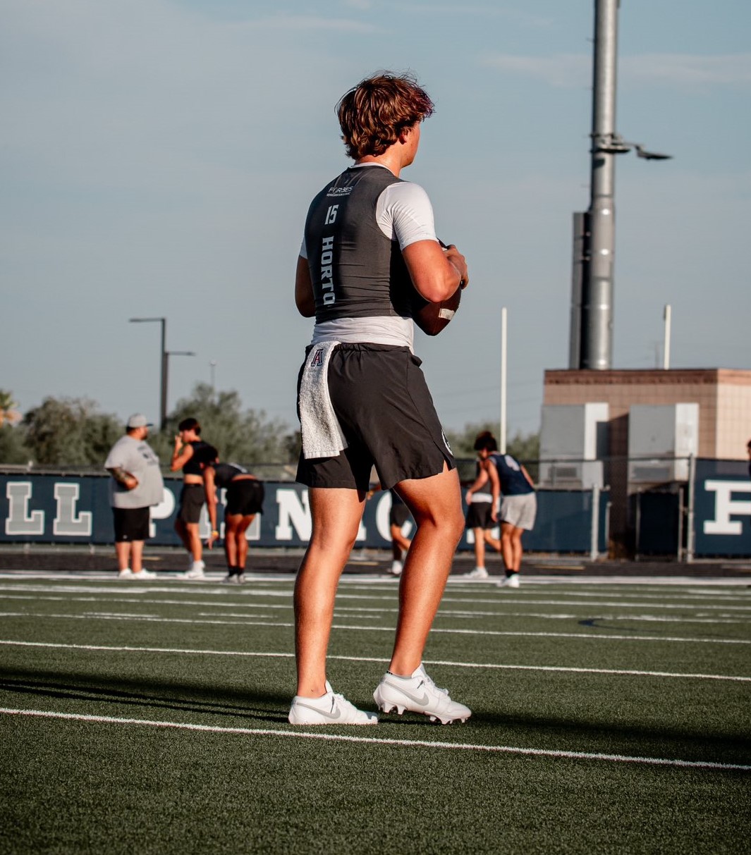 2025 3-Star QB Wyatt Horton from Phoenix, AZ (Pinnacle) throws during summer practice
